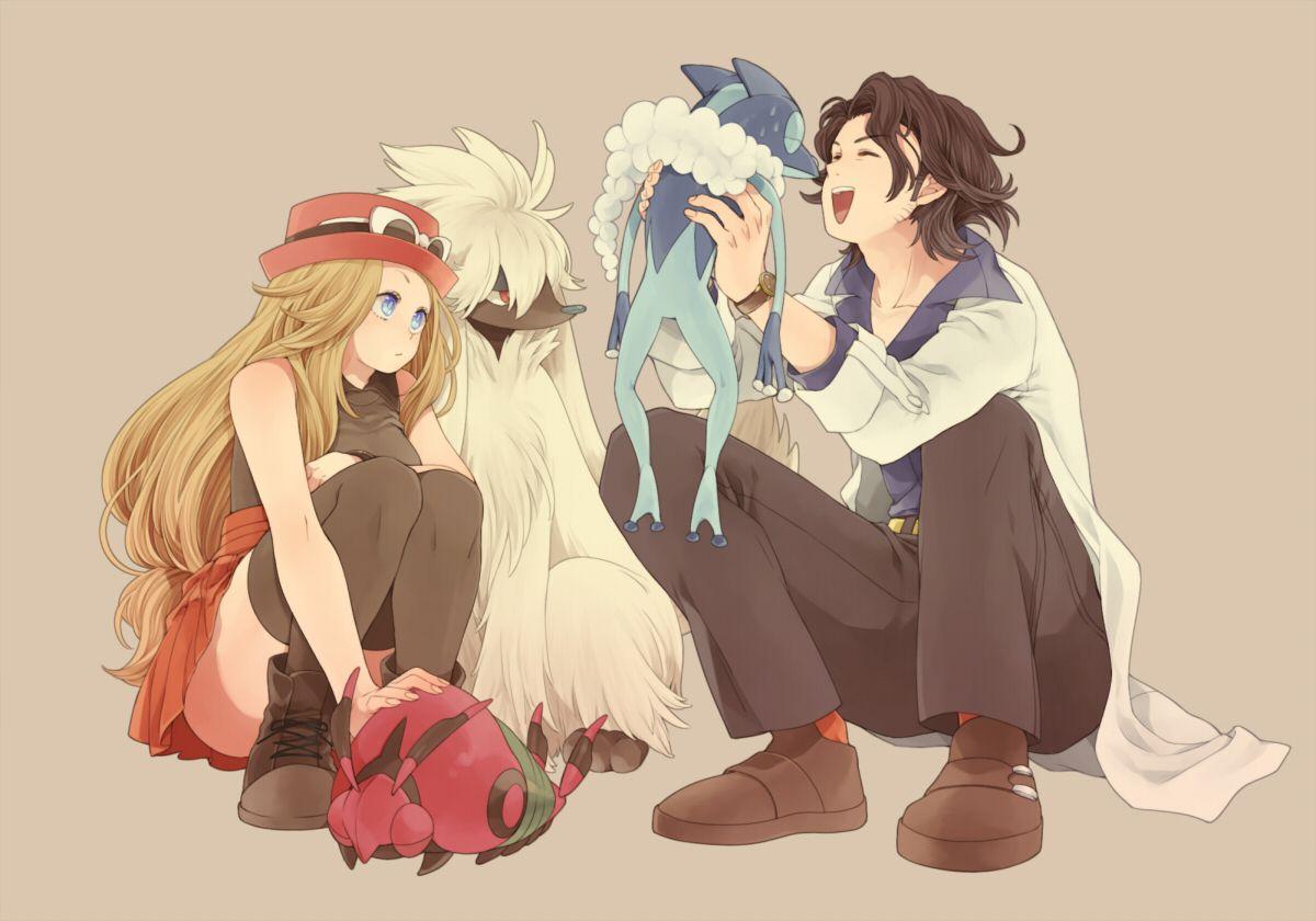 Serena, professor sycamore, frogdier, furfrou, and venipede