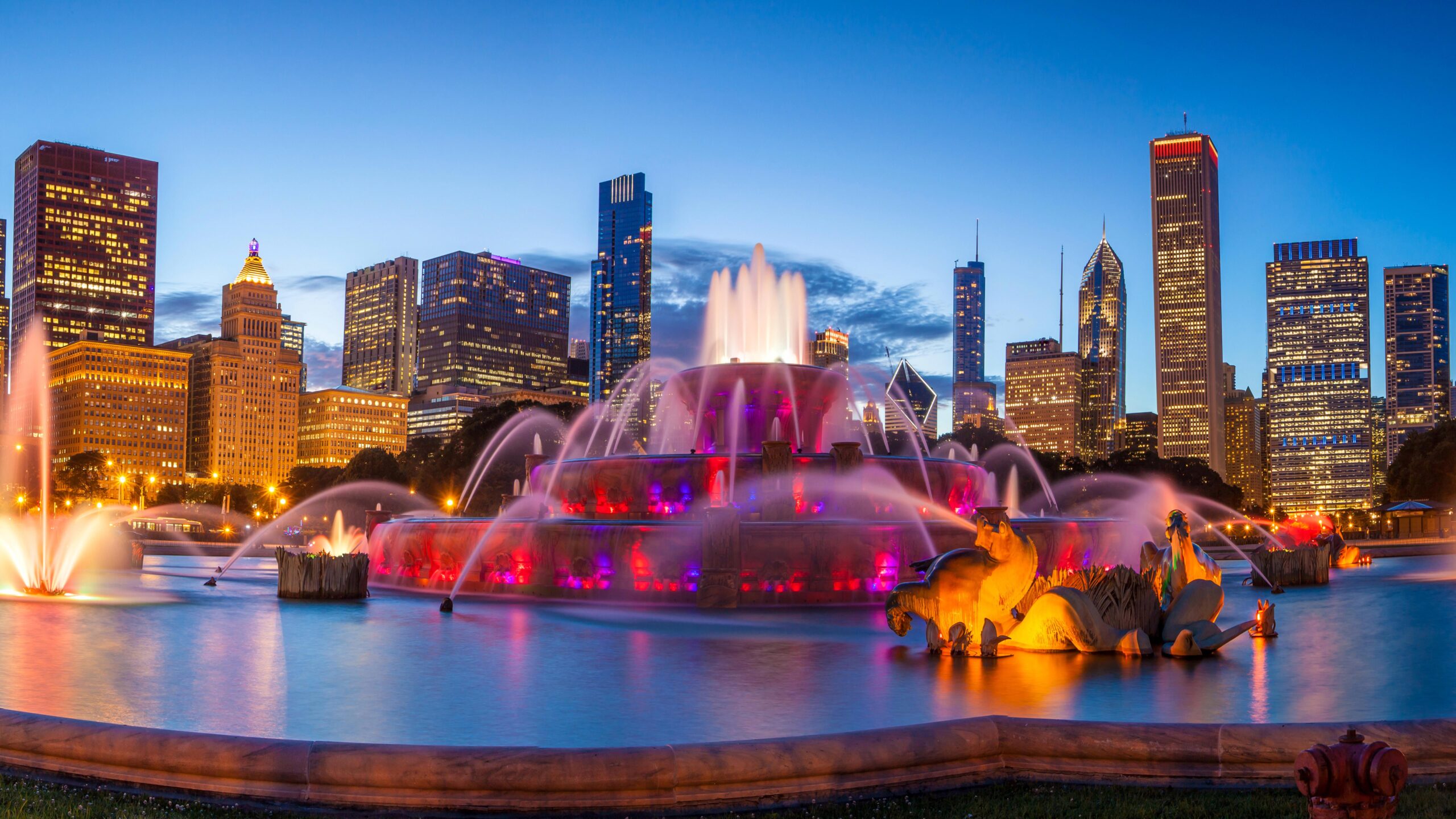 Chicago City Waterfall 8k 8k HD 4k Wallpapers, Image