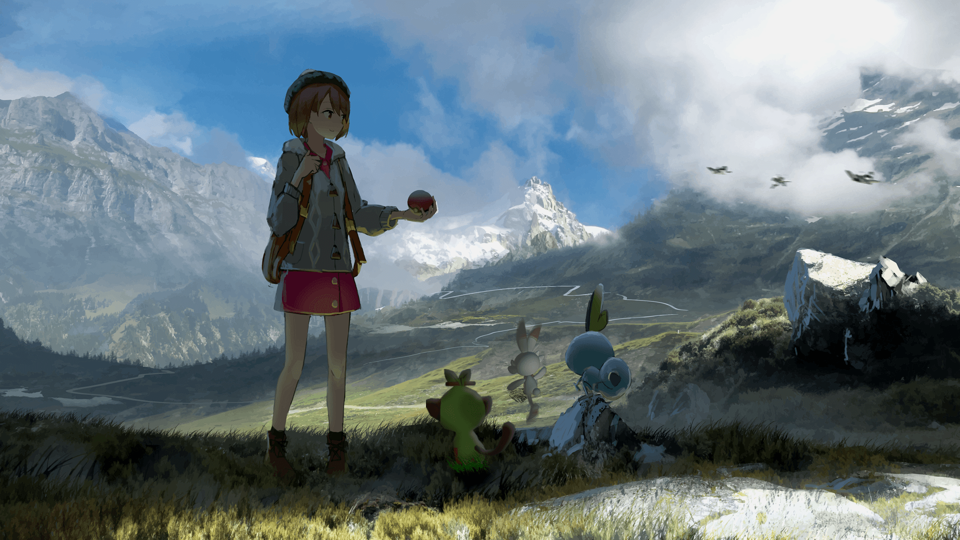 Request) Wallpaper: In the Galar Mountains with Sobble, Grookey and