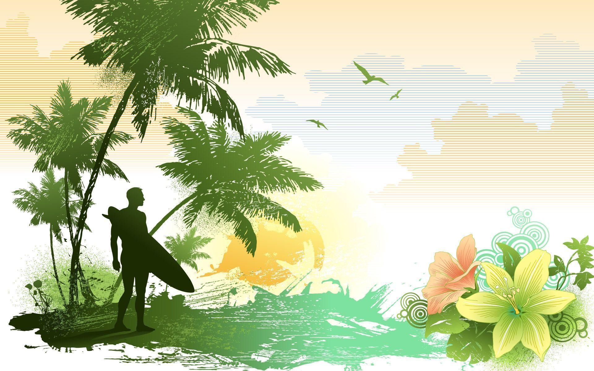 Hawaiian Island Vector Design Wallpapers and Stock Photo