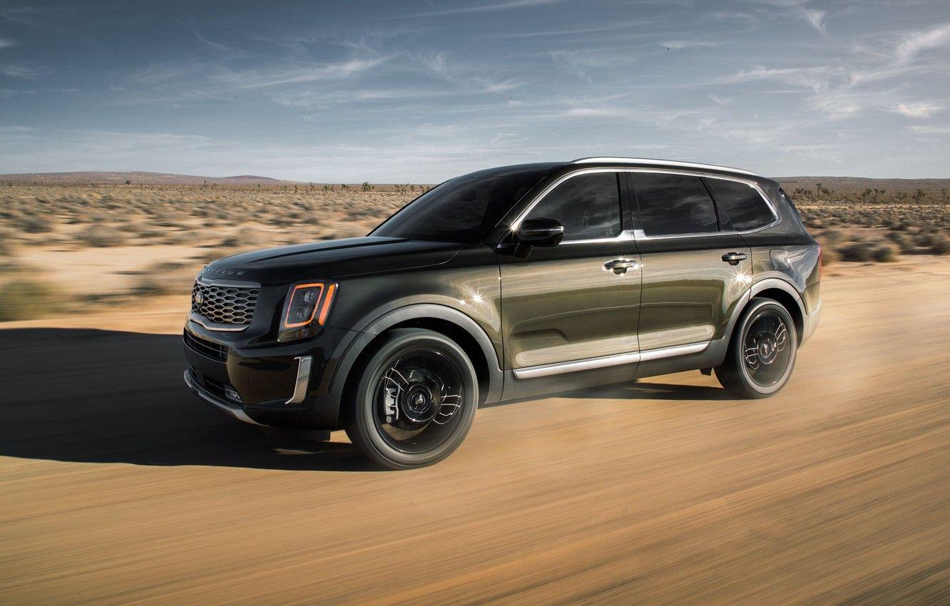 Wallpapers road, sand, machine, speed, SUV, Kia Telluride image for