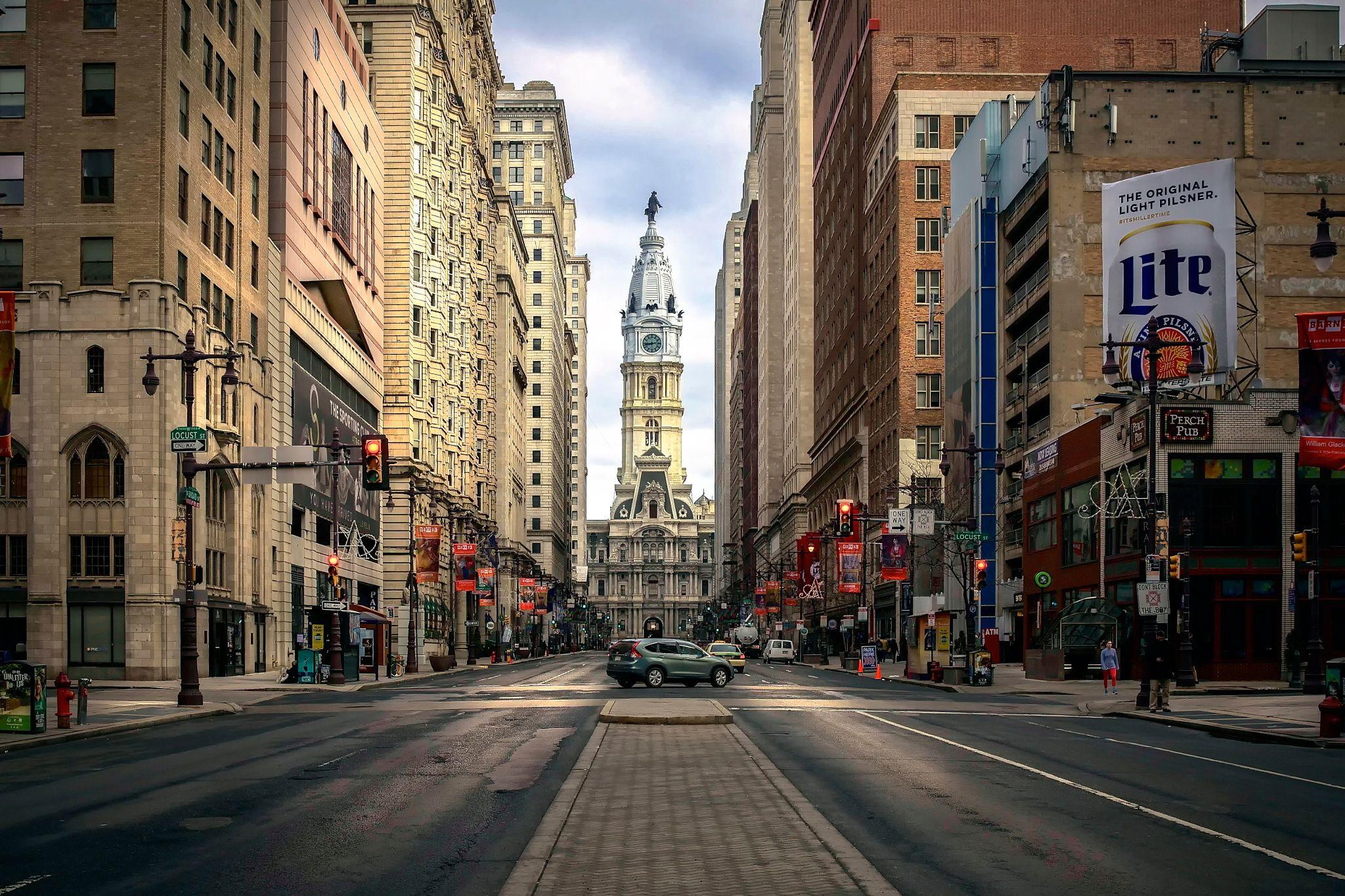 Wallpapers Philadelphia, City Hall, USA, street, Pennsylvania desktop