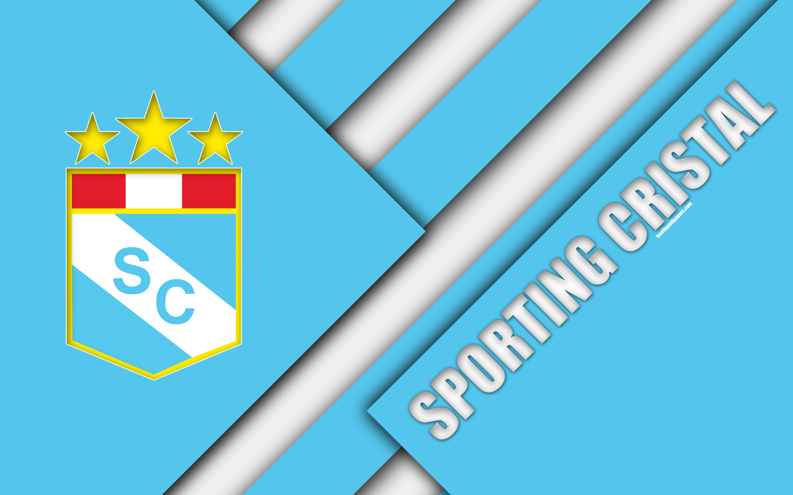 Download wallpapers Sporting Cristal FC, 4k, logo, white blue