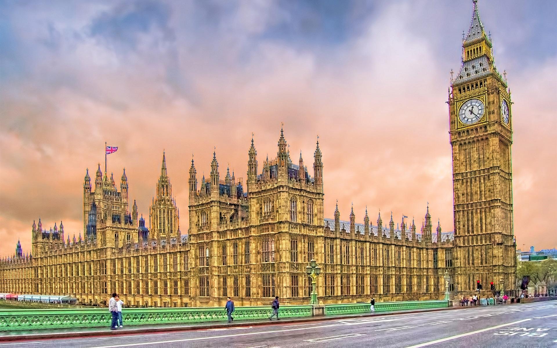 Wallpapers London, Big Ben, tower, street, houses, UK HD