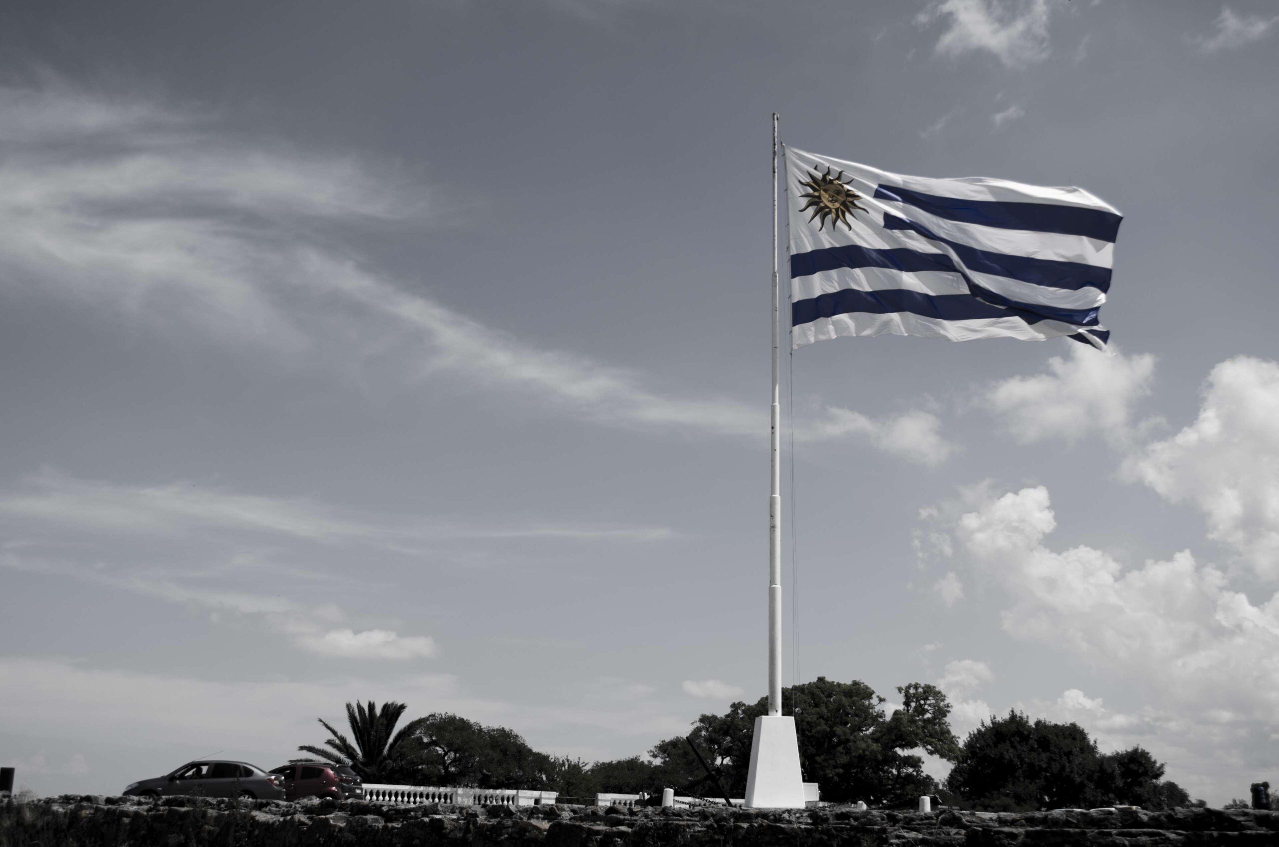 america, clouds, flag, flag pole, sky, uruguay 4k wallpapers and