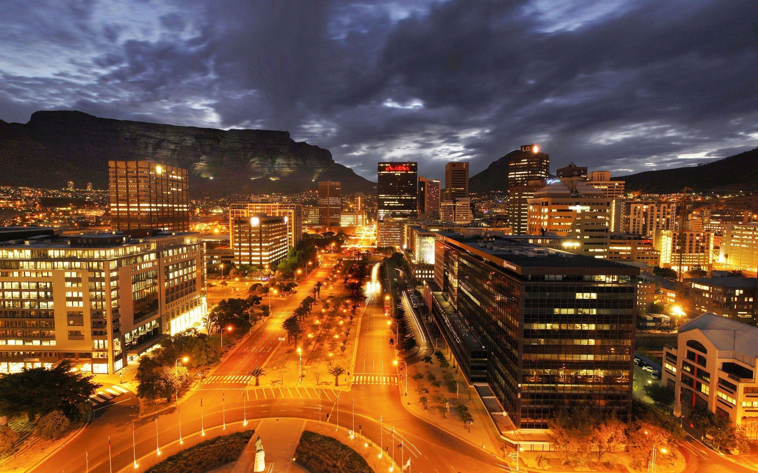 Cape Town 3D City Night Light Wallpapers