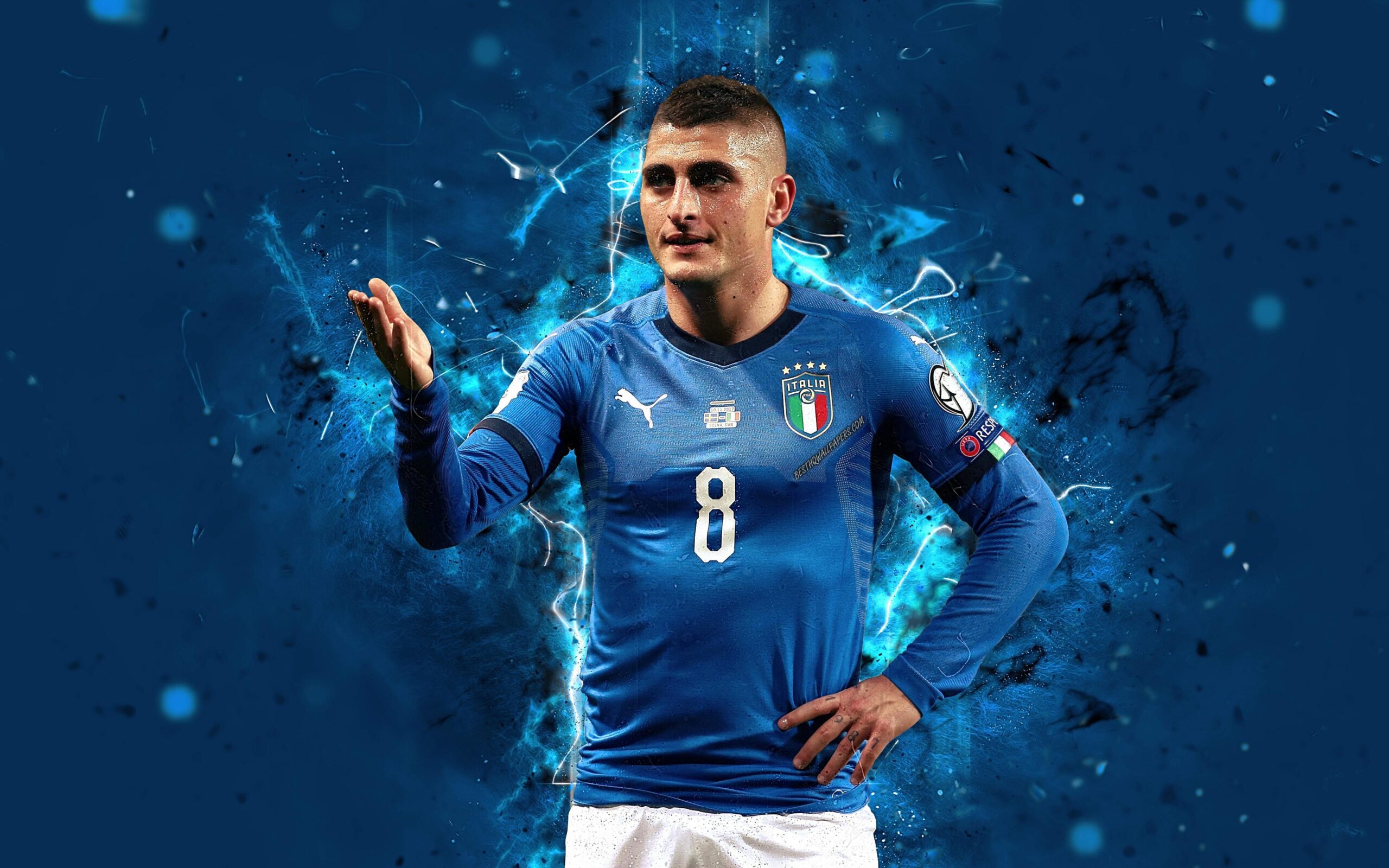 Download wallpapers 4k, Marco Verratti, abstract art, Italy National