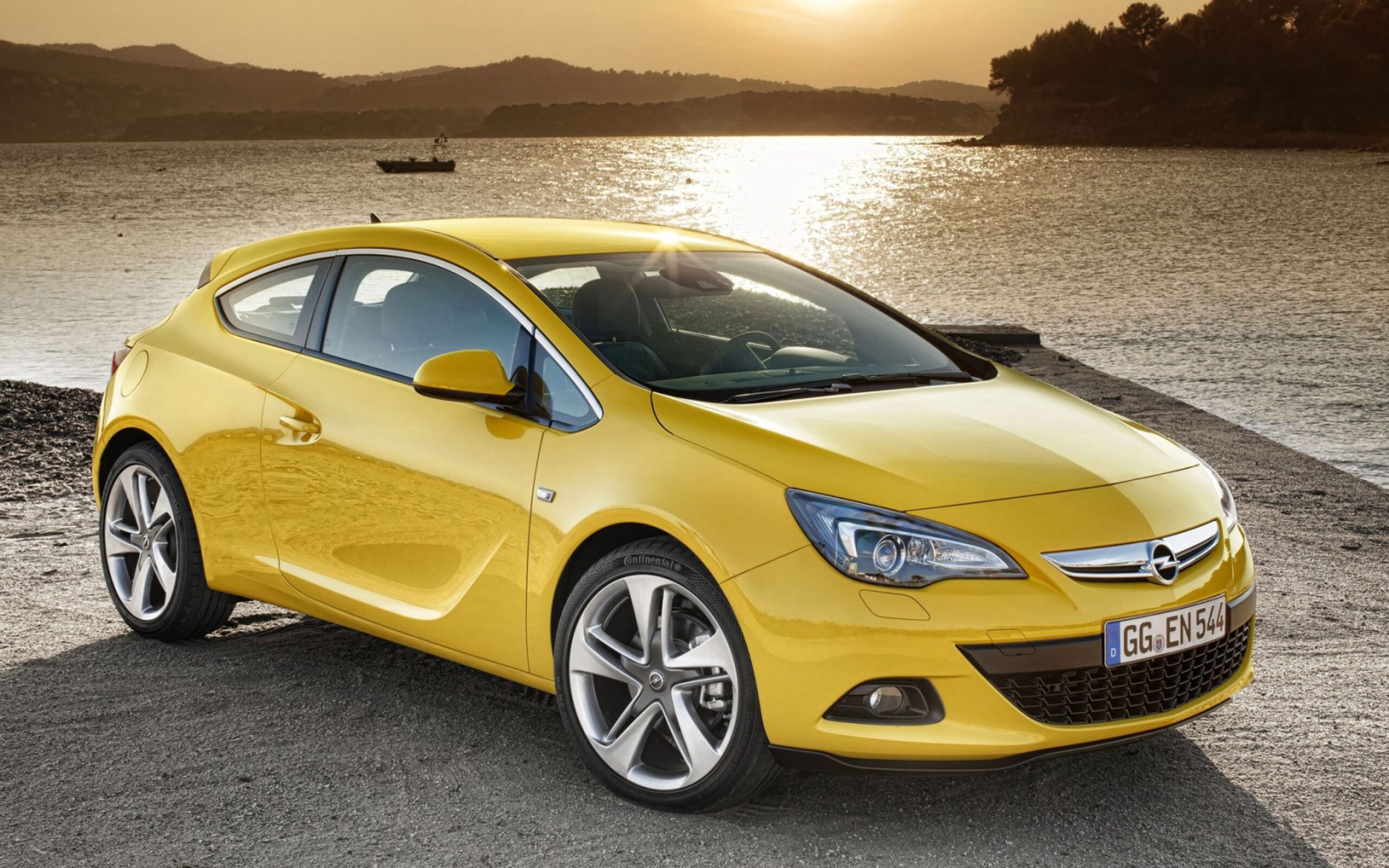 Download Wallpapers Opel, Astra, Gtc, Yellow, Side view