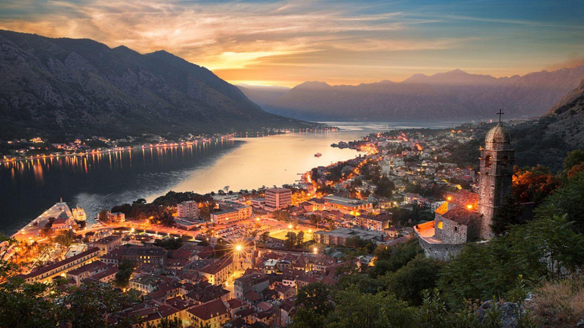 Montenegro City Kotor At Night Desktop Wallpapers Hd