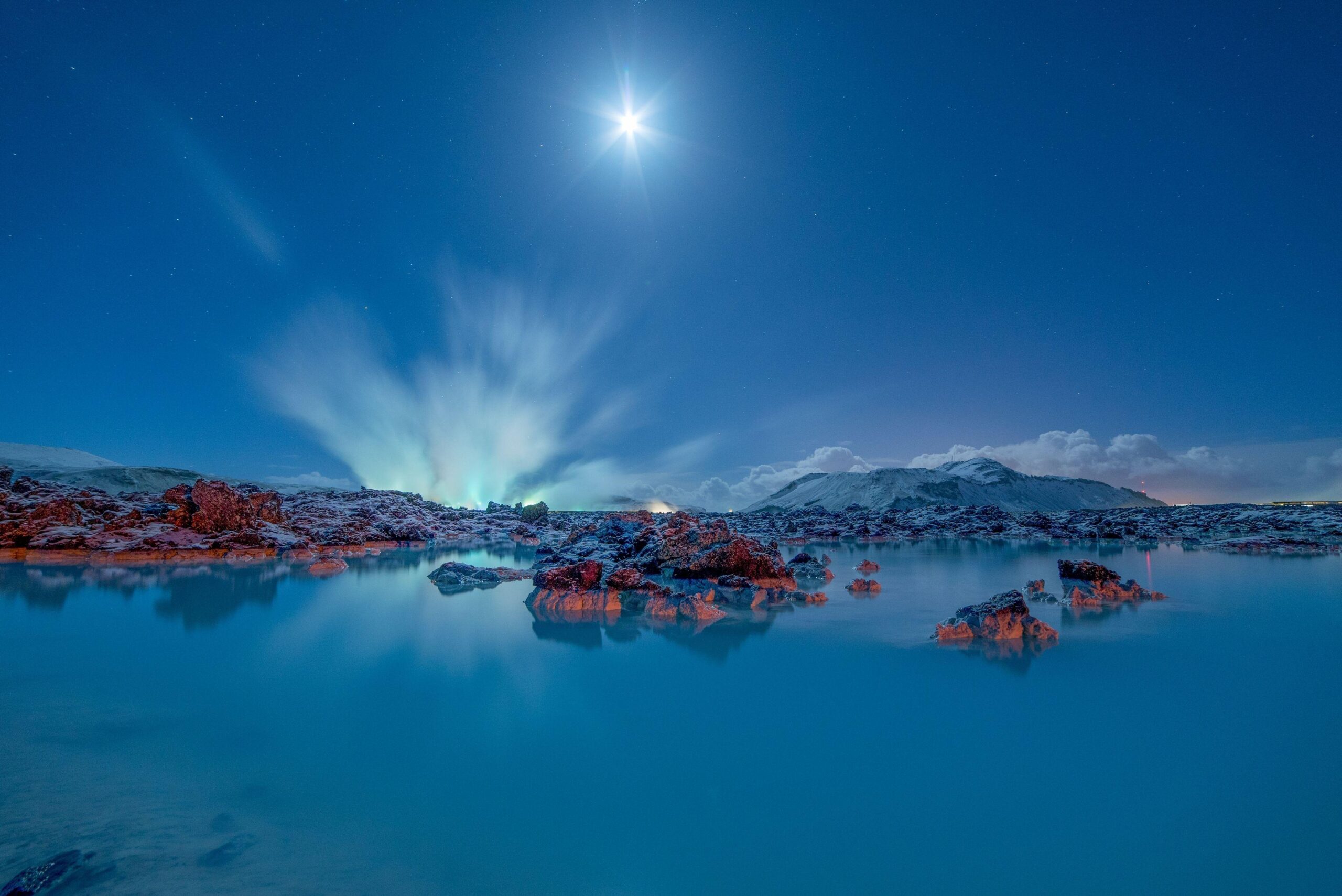 Wallpapers Blue Lagoon, Moonlight, Iceland, 4K, Nature,