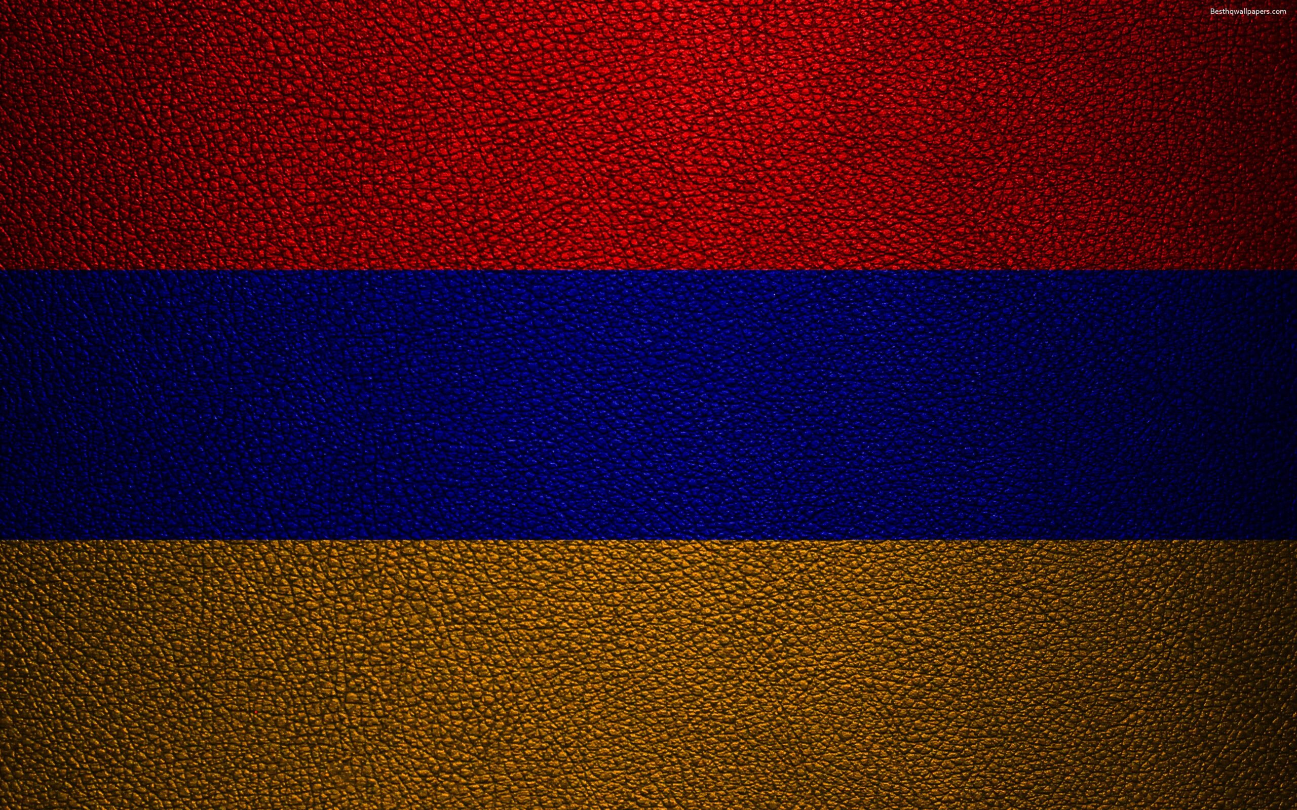 Download wallpapers Flag of Armenia, 4к, leather texture, Armenian