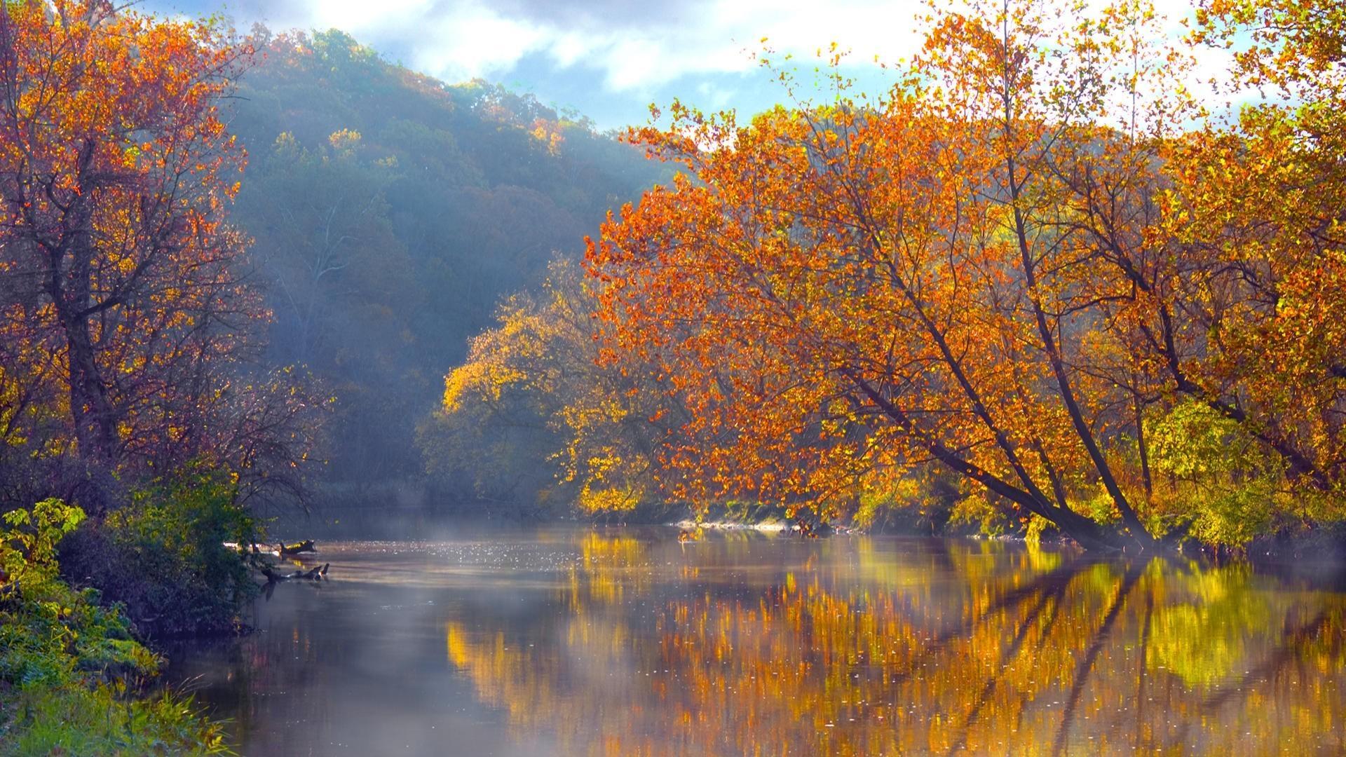 Ohio autumn lakes mountains reflections wallpapers