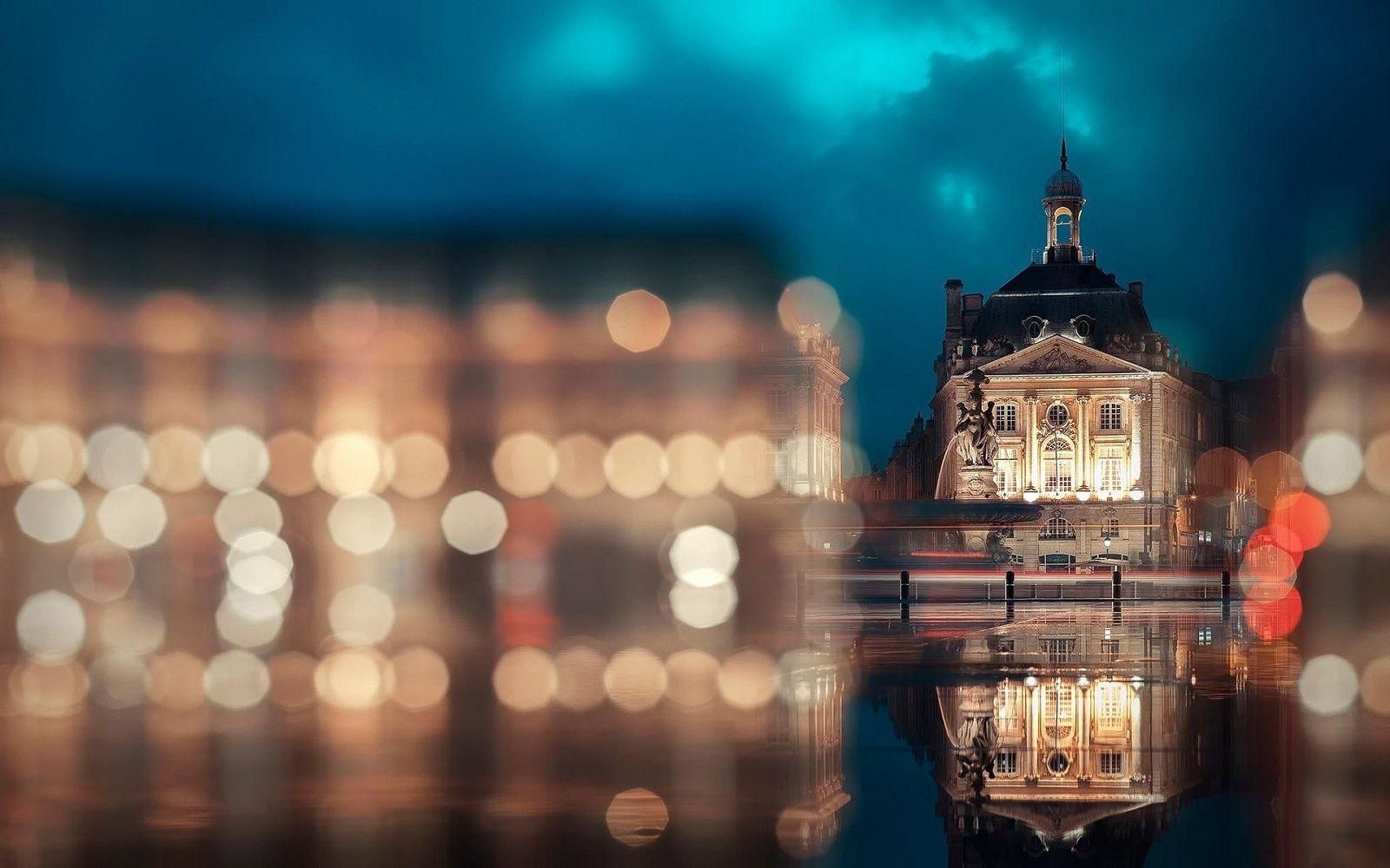 Bordeaux Place de la Bourse Amazing Bokeh HD Desktop Wallpapers Image