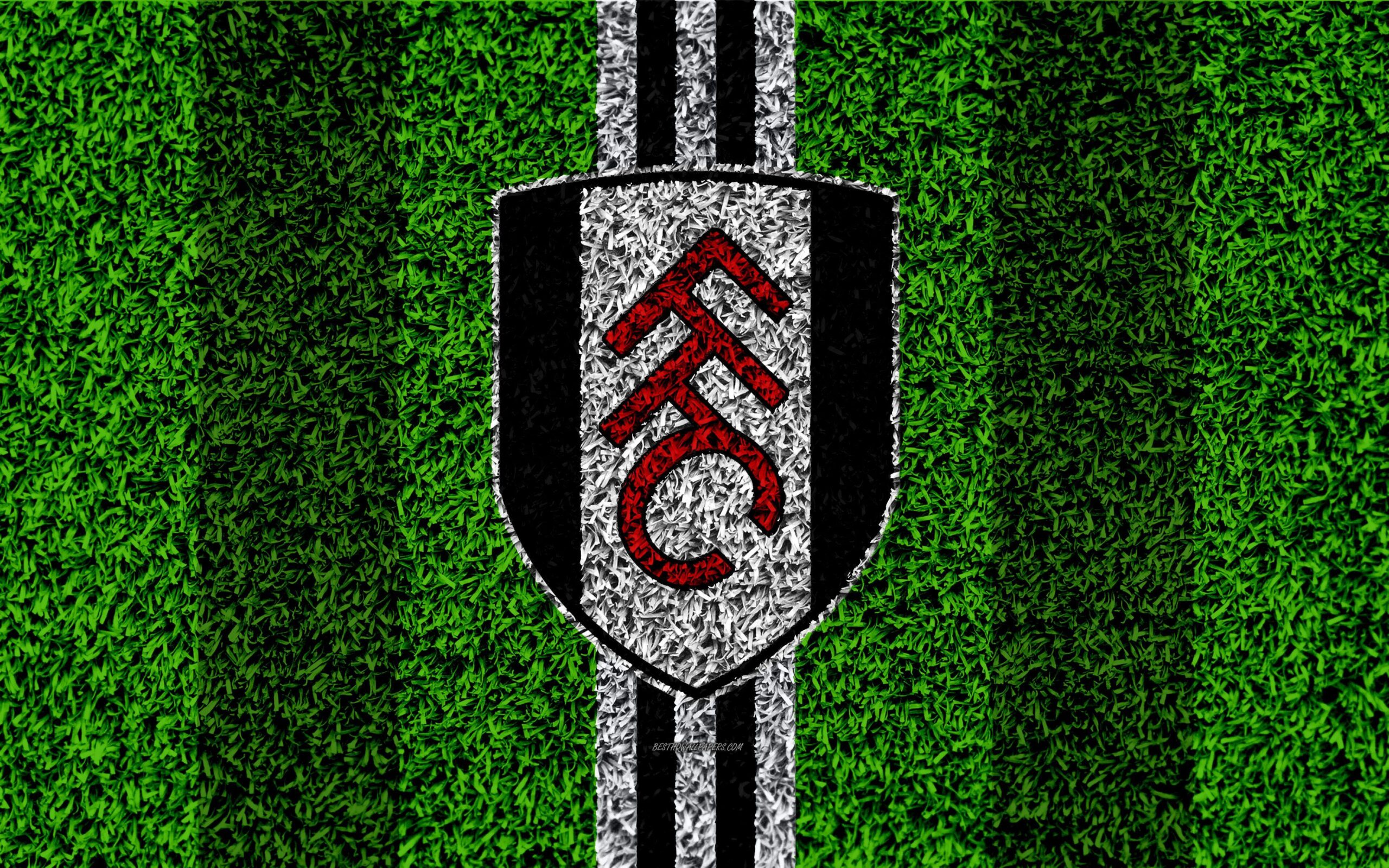 Download wallpapers Fulham FC, 4k, football lawn, logo, emblem