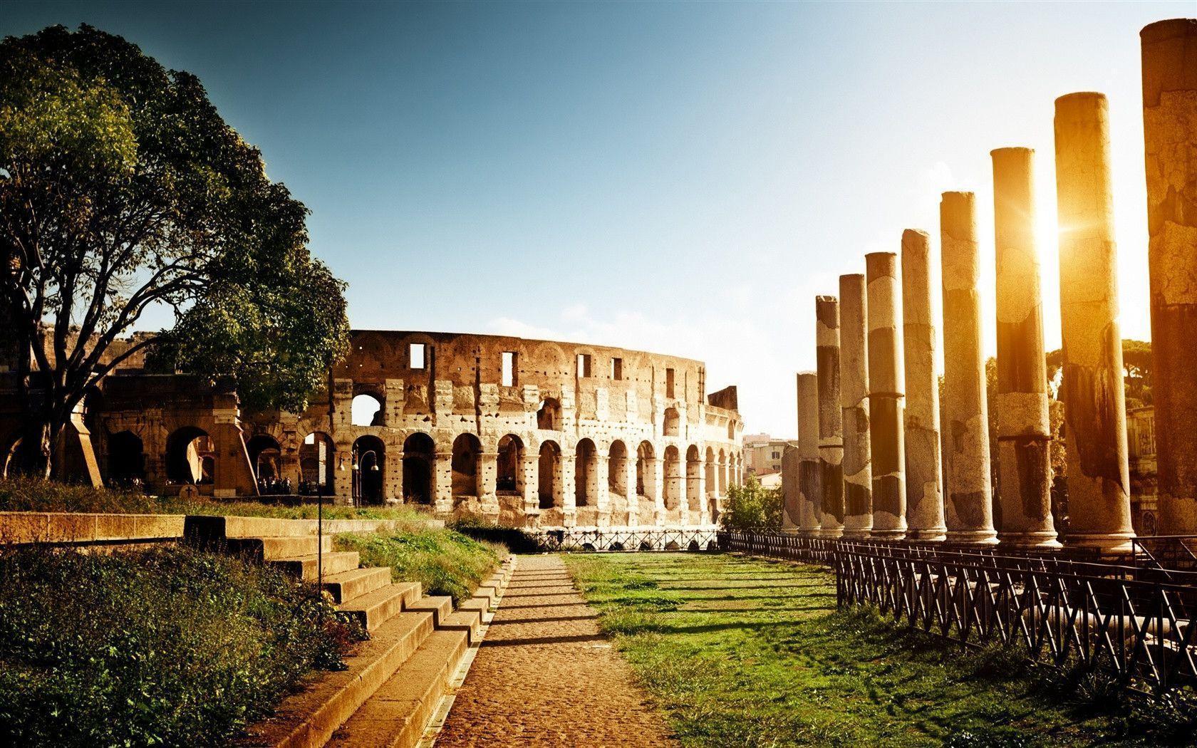 Colosseum, Italy, architecture, ruins, sun Wallpapers