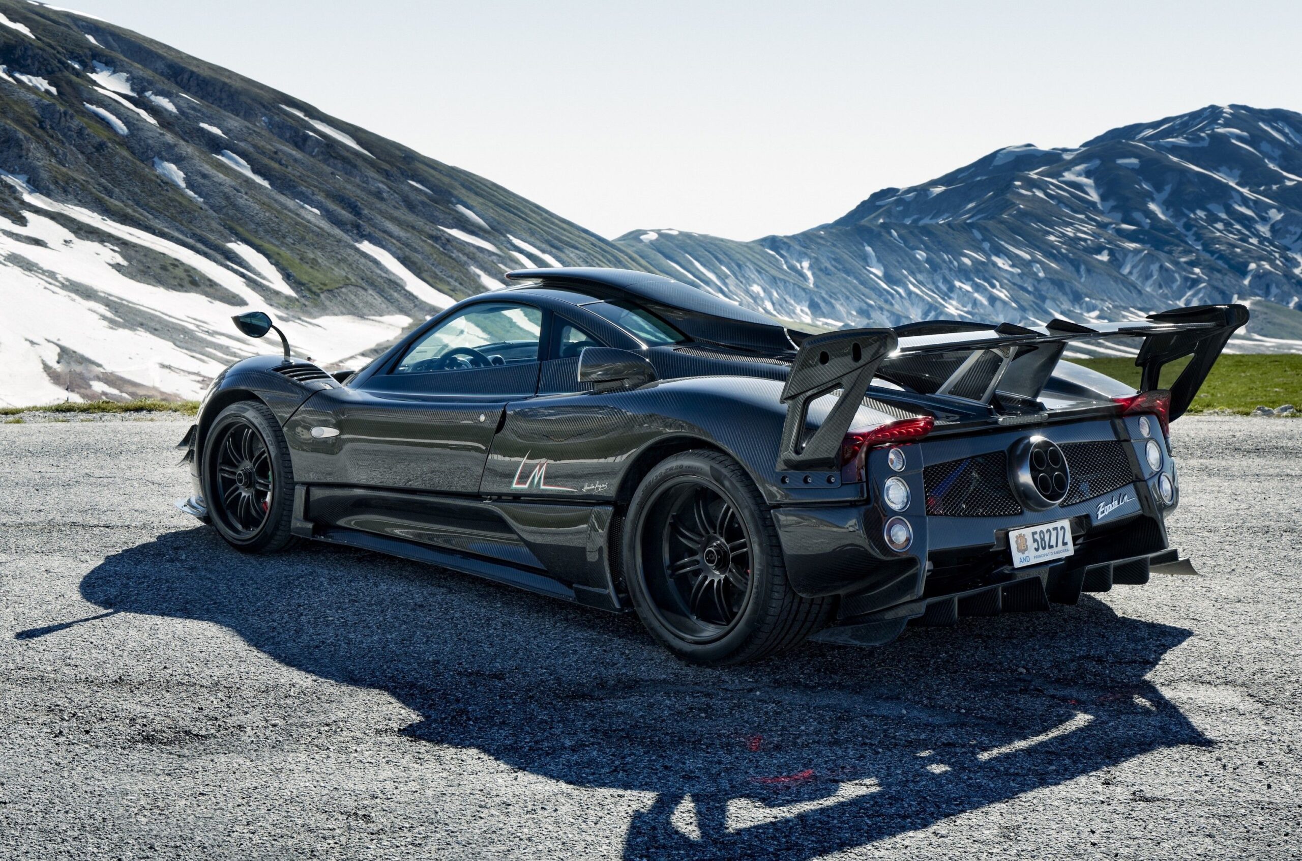 Download Pagani Zonda 750, Black, Mountain, Cars