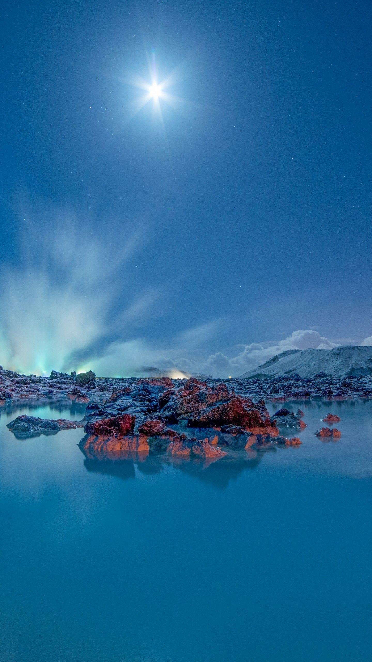 Wallpapers Blue Lagoon, Moonlight, Iceland, 4K, Nature / Editor’s