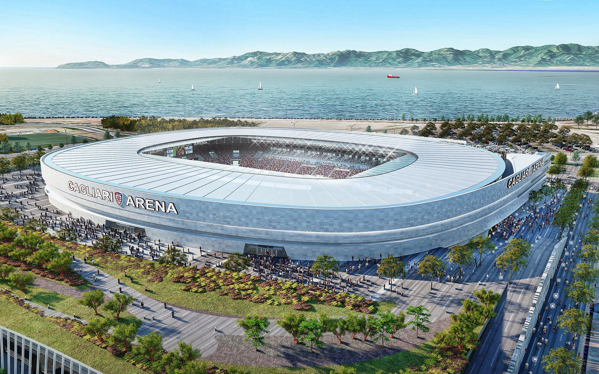 Download wallpapers Cagliari Arena, 3D project, Cagliari stadium