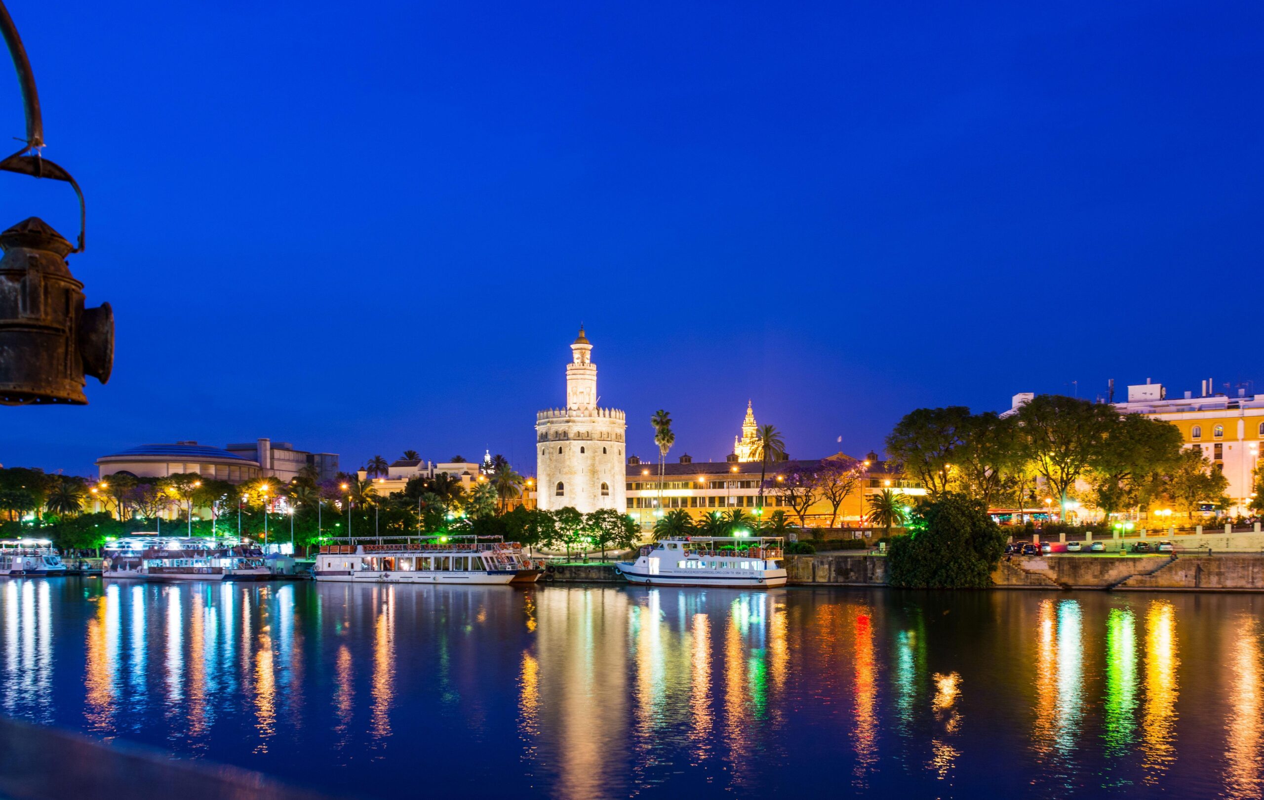 Image Spain Seville Night Rivers Cities Houses