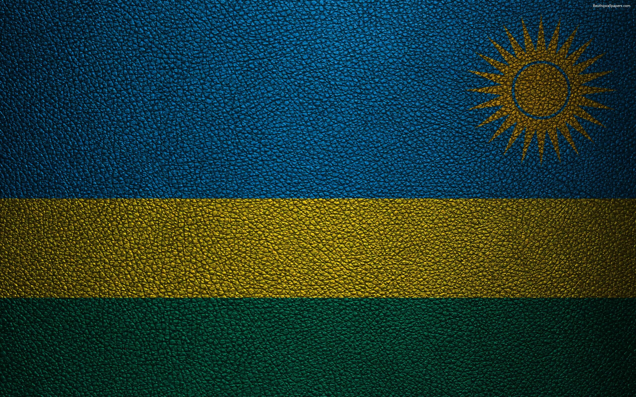 Download wallpapers Flag of Rwanda, Africa, 4K, leather texture