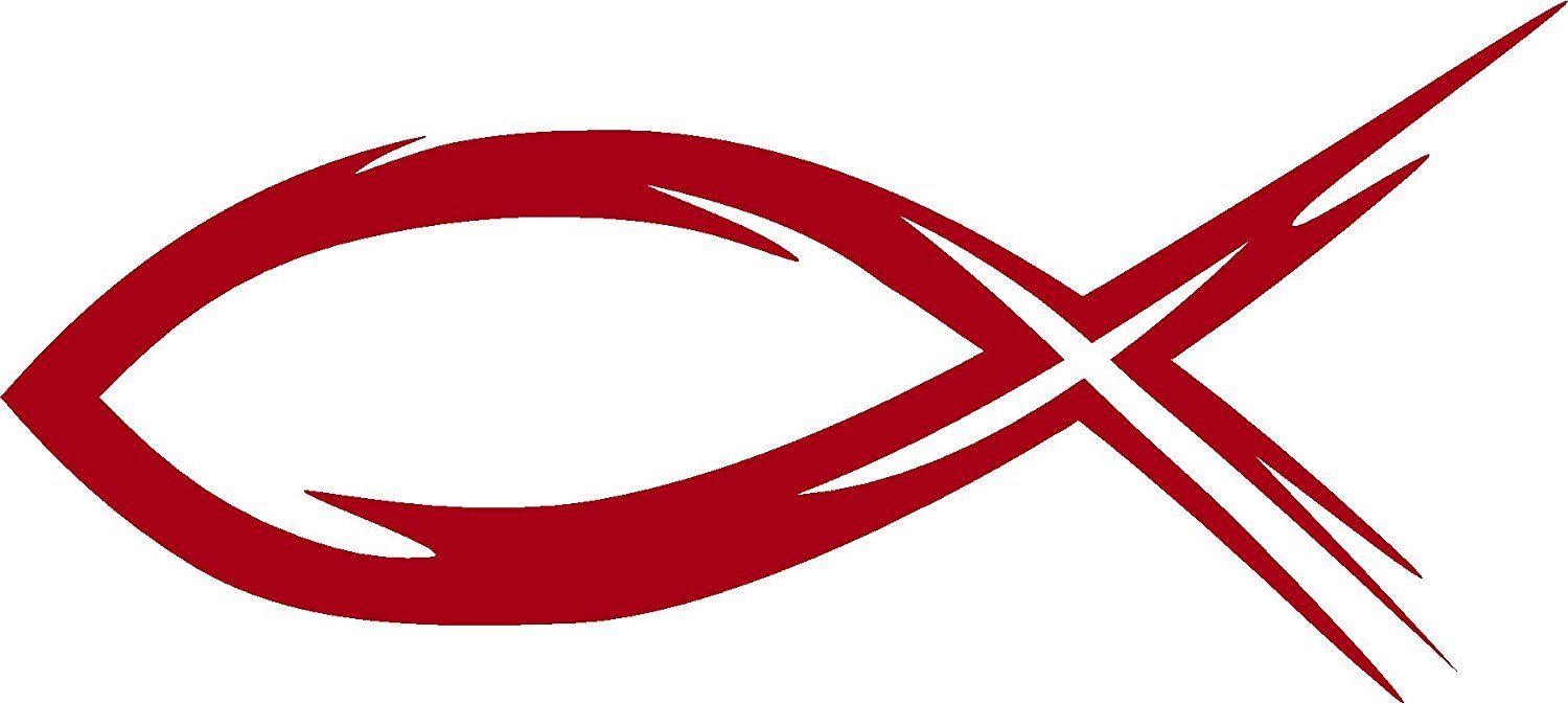 Ichthys, Ichthus, RED, Christian, Jesus, Fish, Hebrew, Car, Window