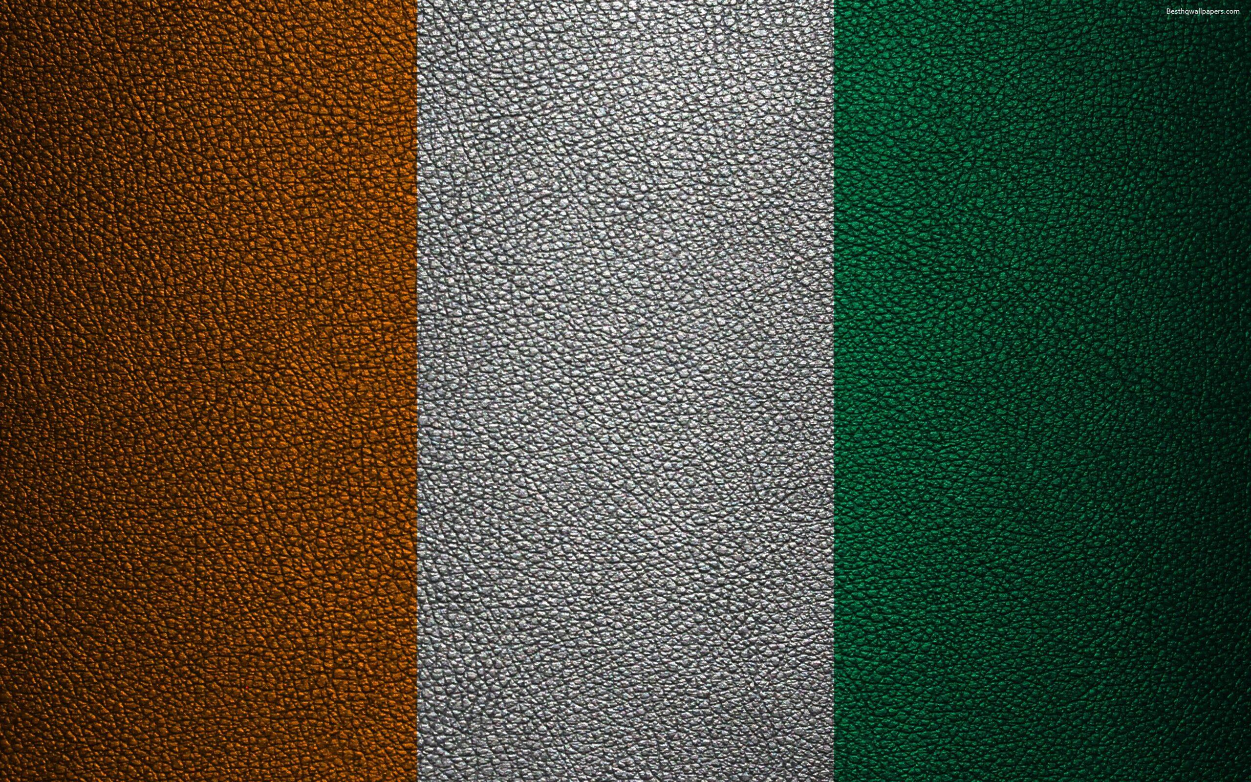 Download wallpapers Flag of Ivory Coast, 4K, leather texture, Africa