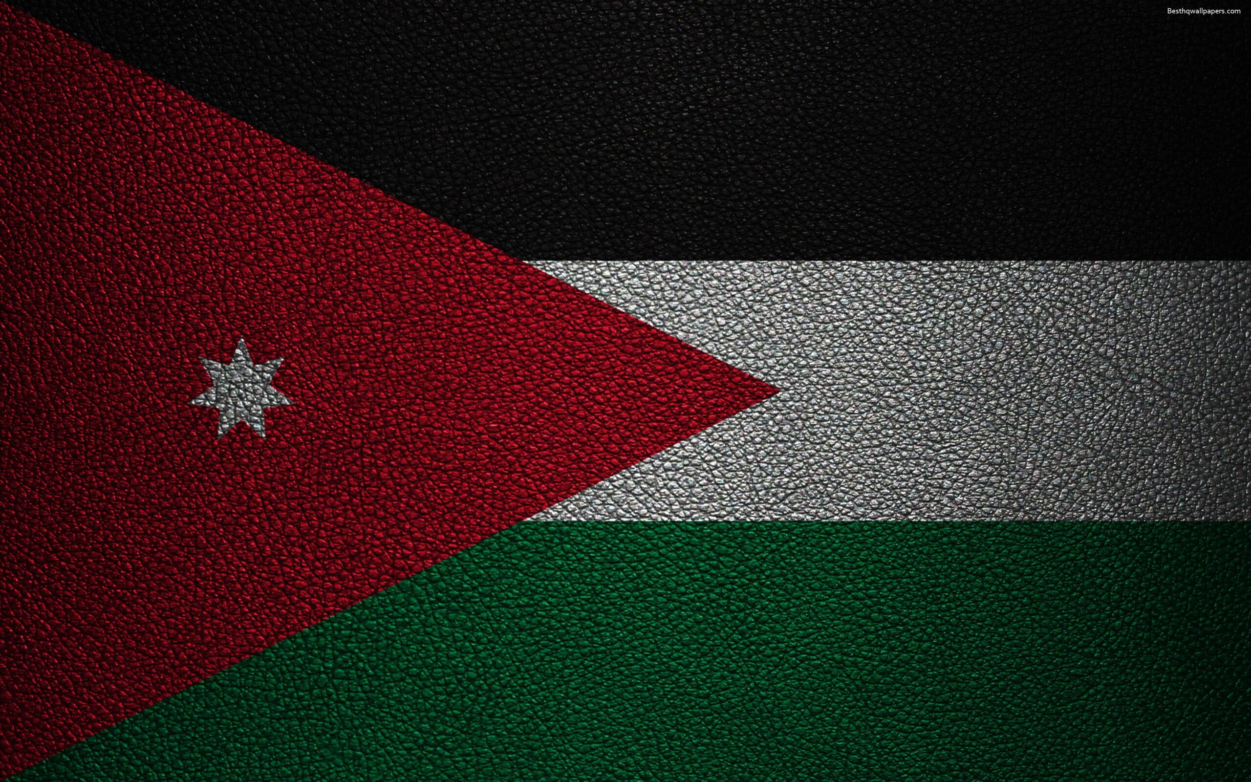 Download wallpapers Flag of Jordan, 4k, leather texture, Jordanian