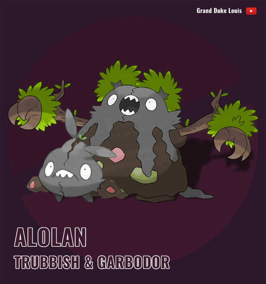 Alolan Trubbish and Garbodor by GrandDukeLouis