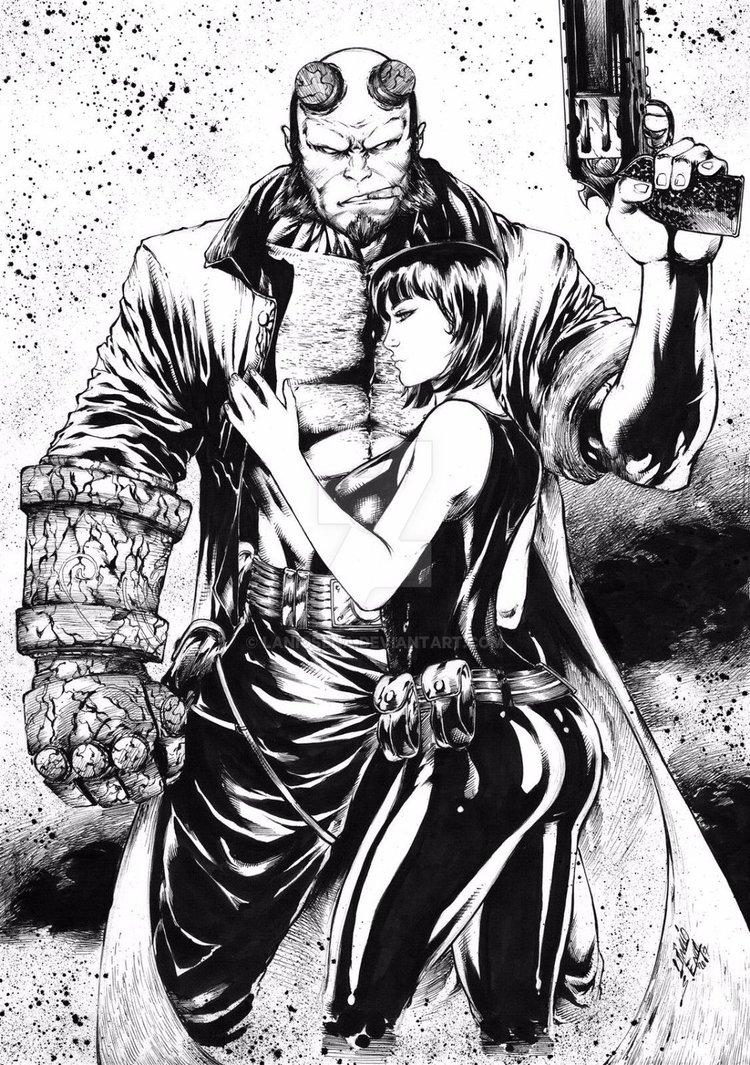 hellboy and liz sherman by laniosena