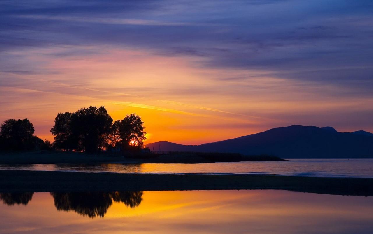 Lake Trees Sunset Vancouver wallpapers