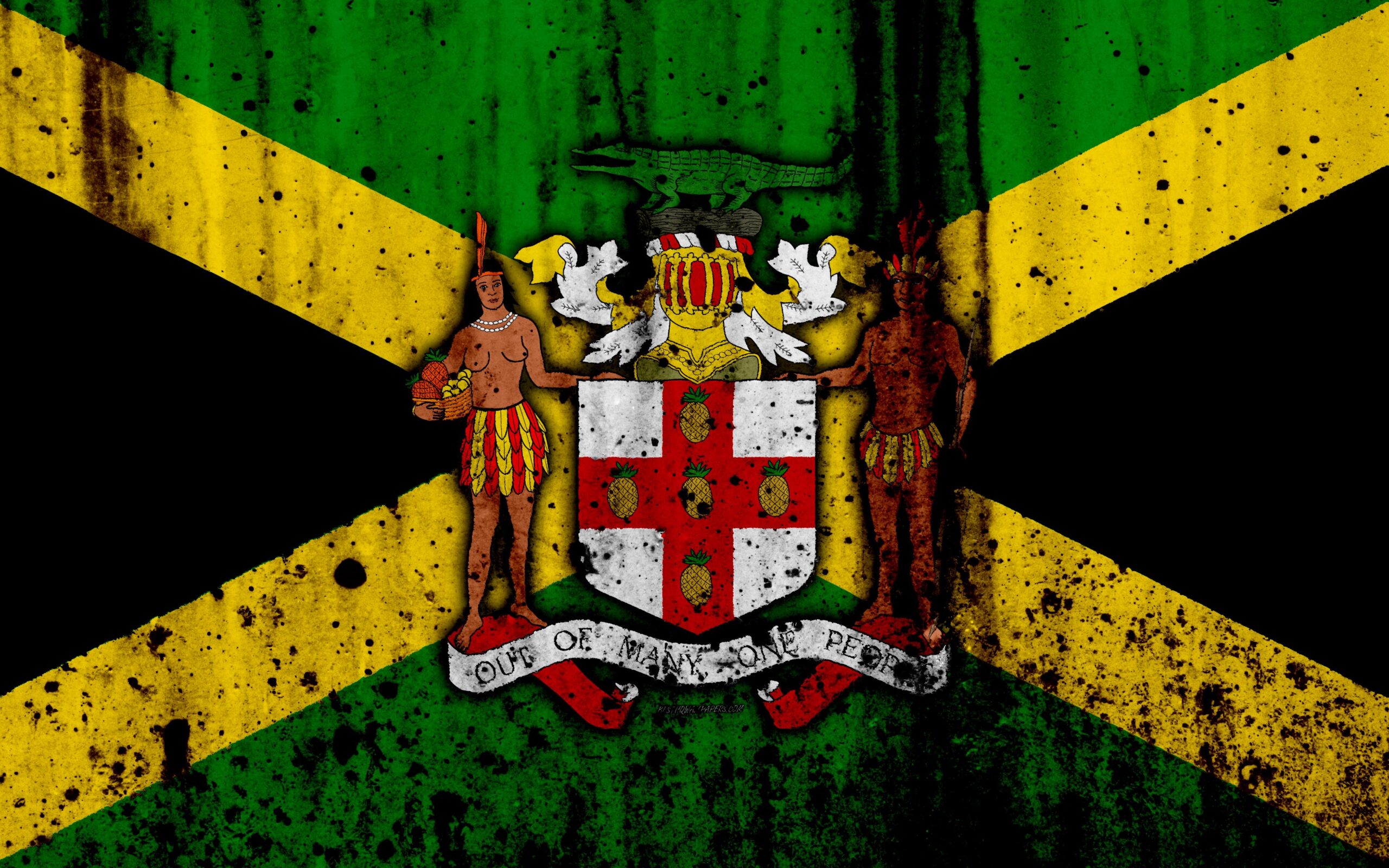 Download wallpapers Jamaican flag, 4k, grunge, flag of Jamaica