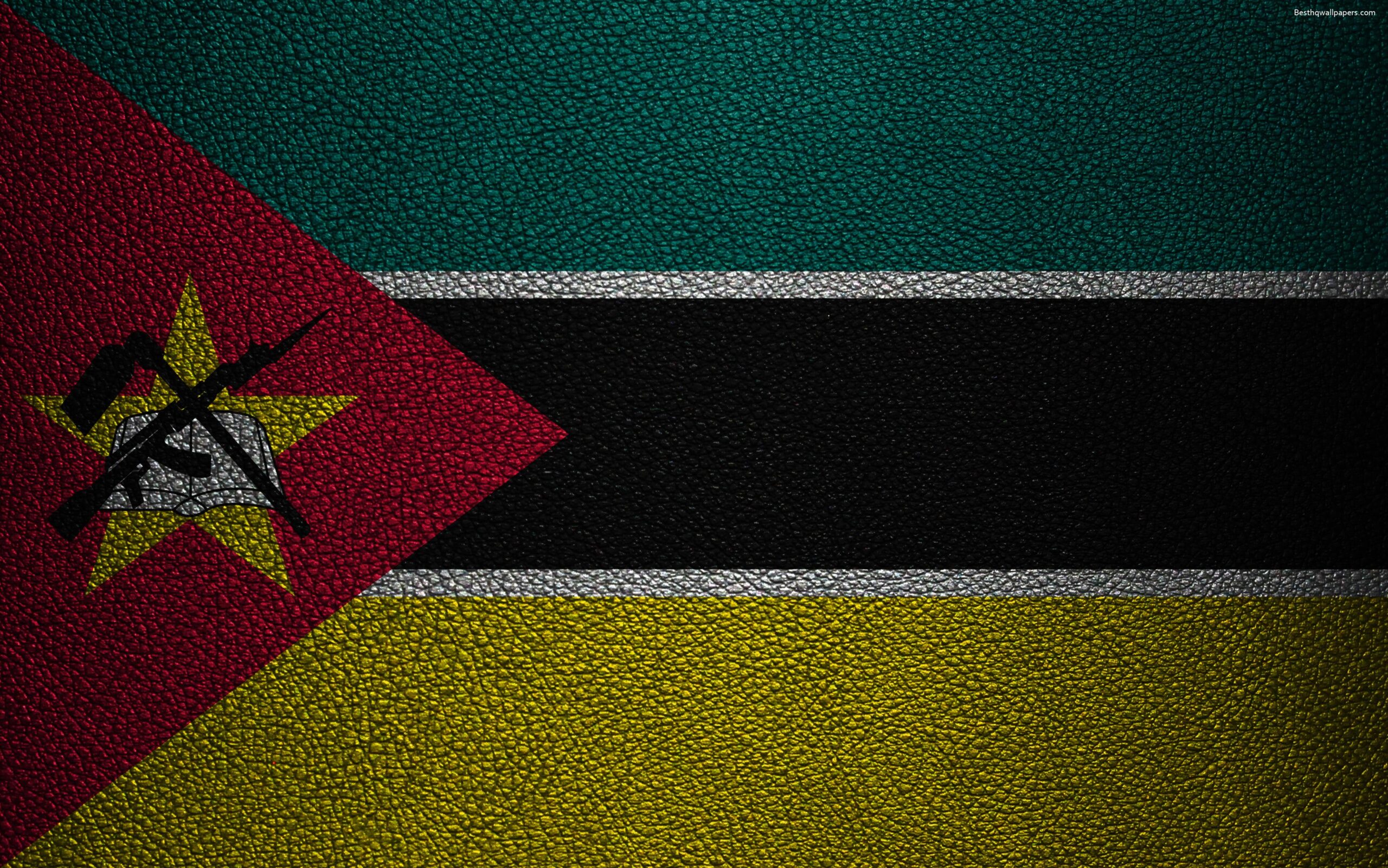 Download wallpapers Flag of Mozambique, 4K, leather texture, Africa