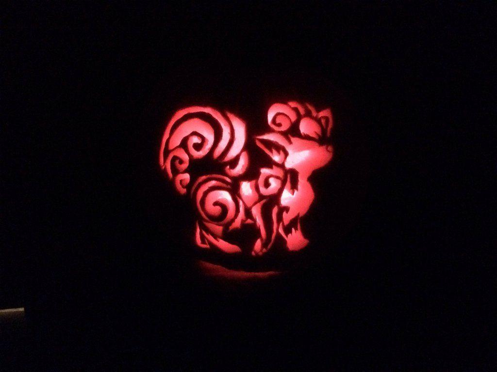 Dark vulpix pupkin carving by HoneydeuxMelon