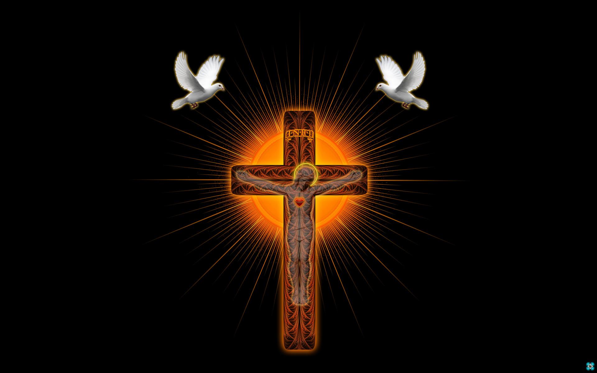 Cross shrine pigeons 3d art religion catholic jesus doves birds