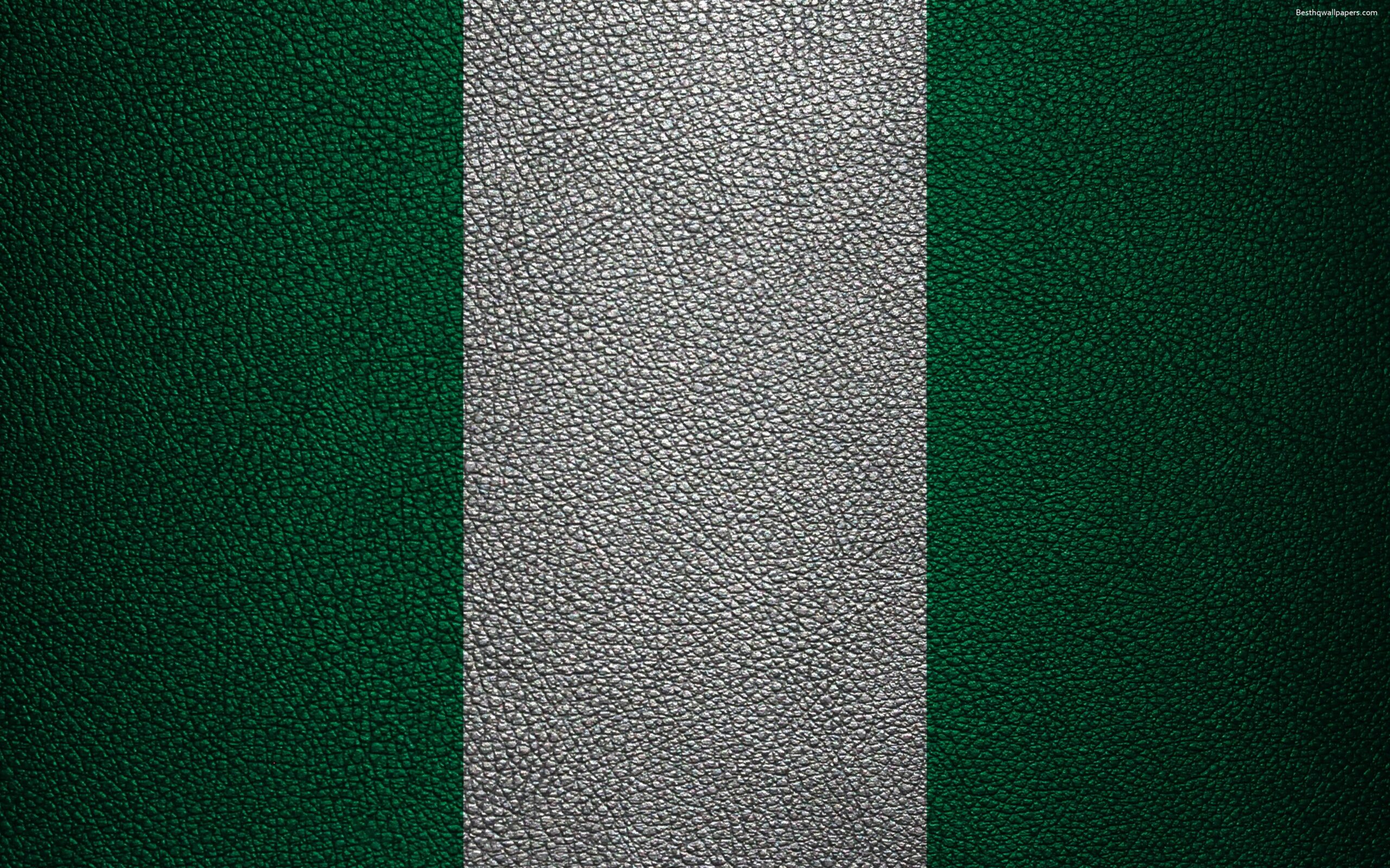 Download wallpapers Flag of Nigeria, Africa, 4K, leather texture
