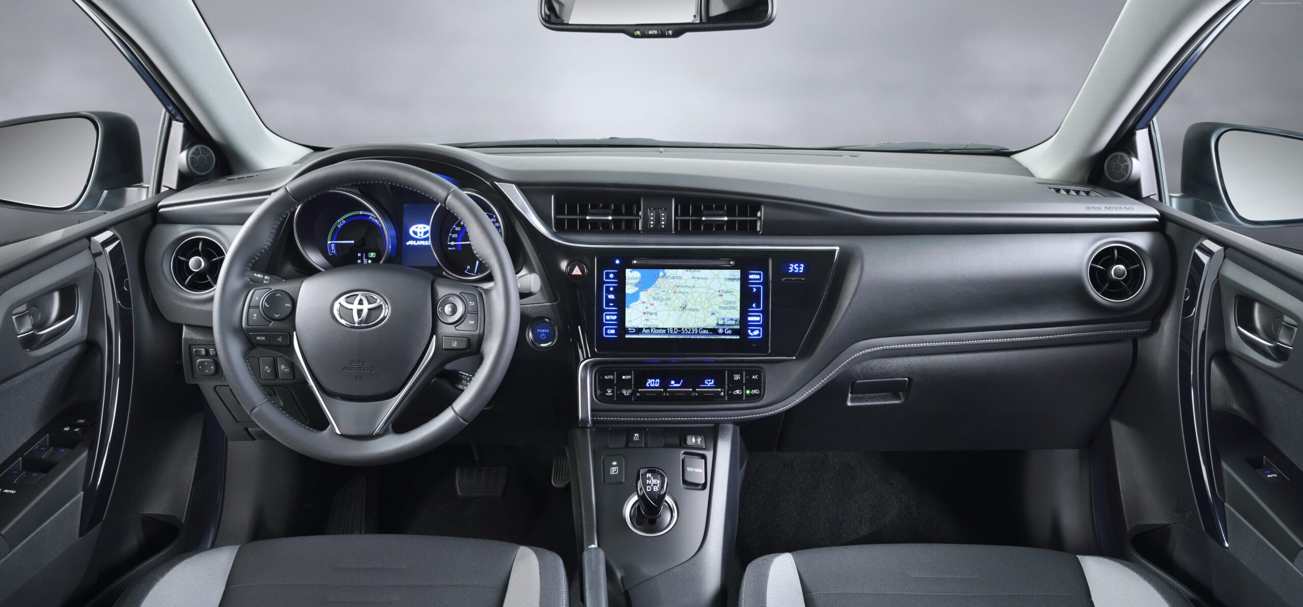 Wallpapers Toyota auris, hatchback, hybrid, blue, interior., Cars