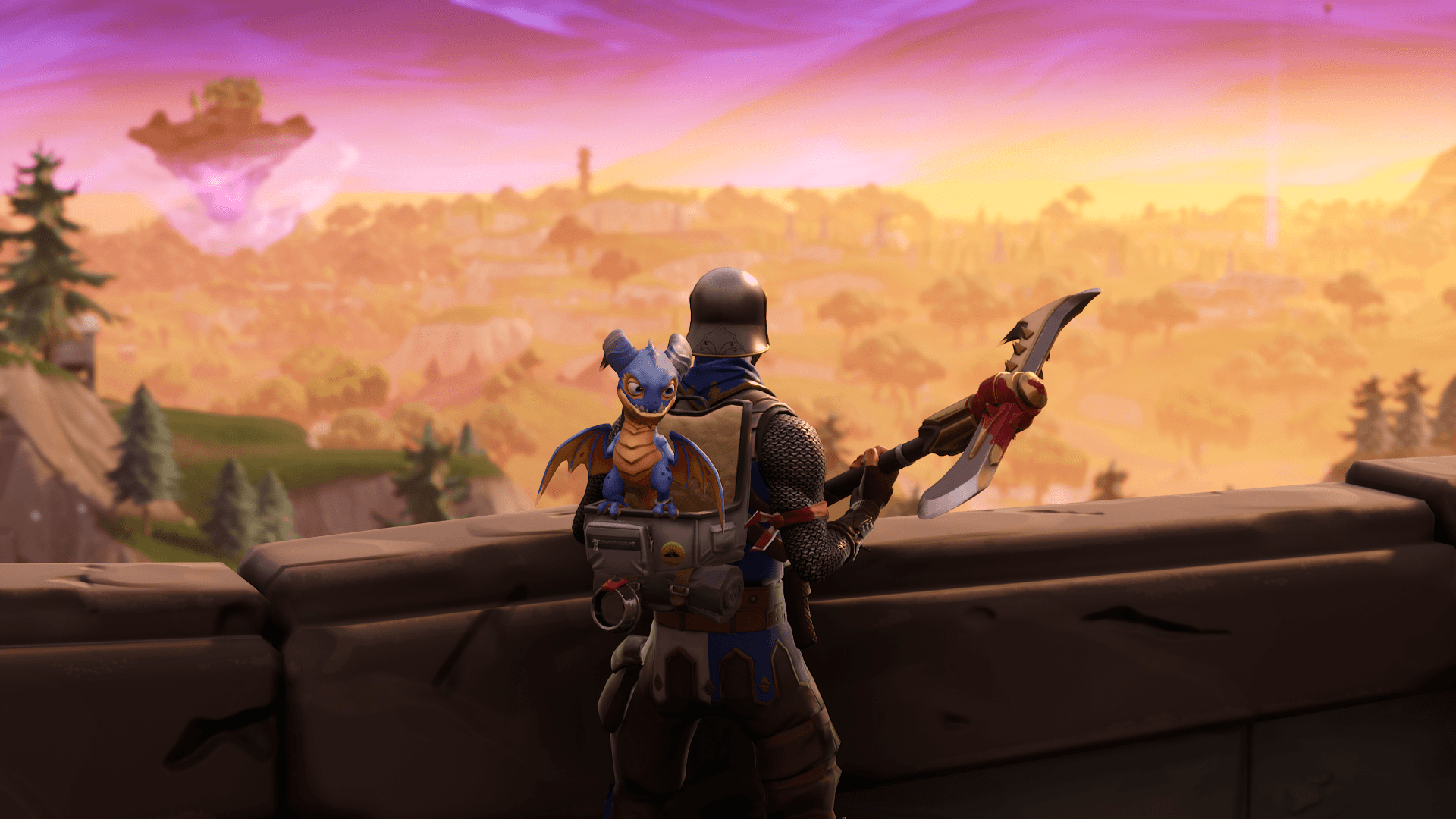 Blue squire and his trusty pet dragon : FortNiteBR