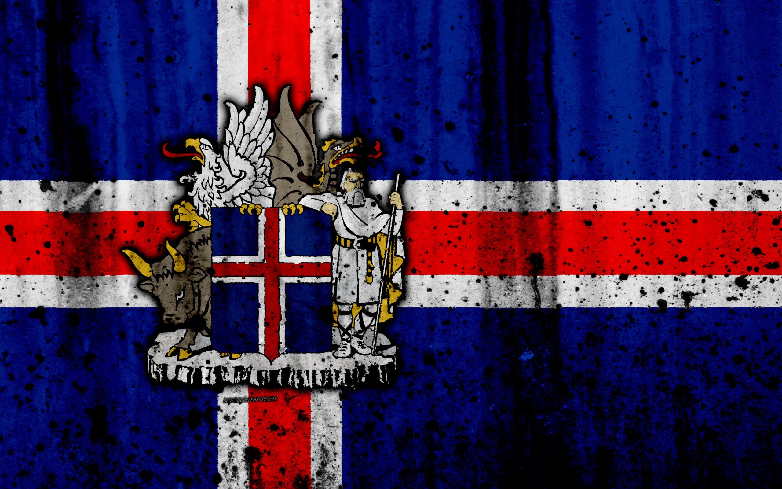 Download wallpapers Icelandic flag, 4k, grunge, flag of Iceland