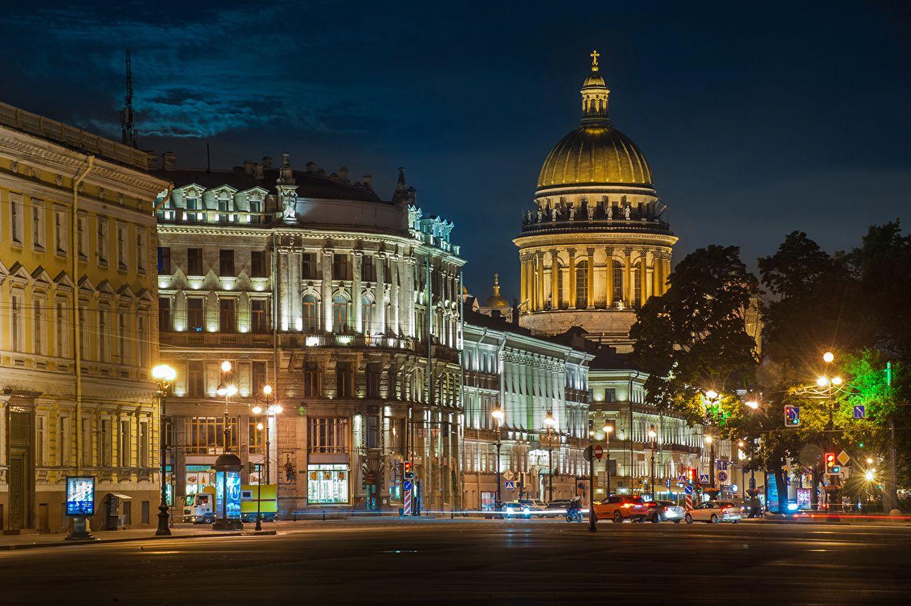 Wallpapers St. Petersburg Russia Street Night Street lights Cities