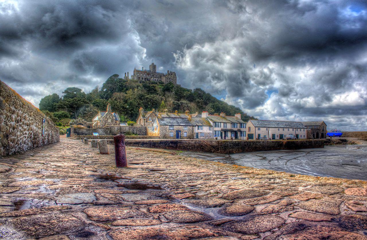 Wallpapers United Kingdom Sea HDRI Castles Coast Waterfront Cities