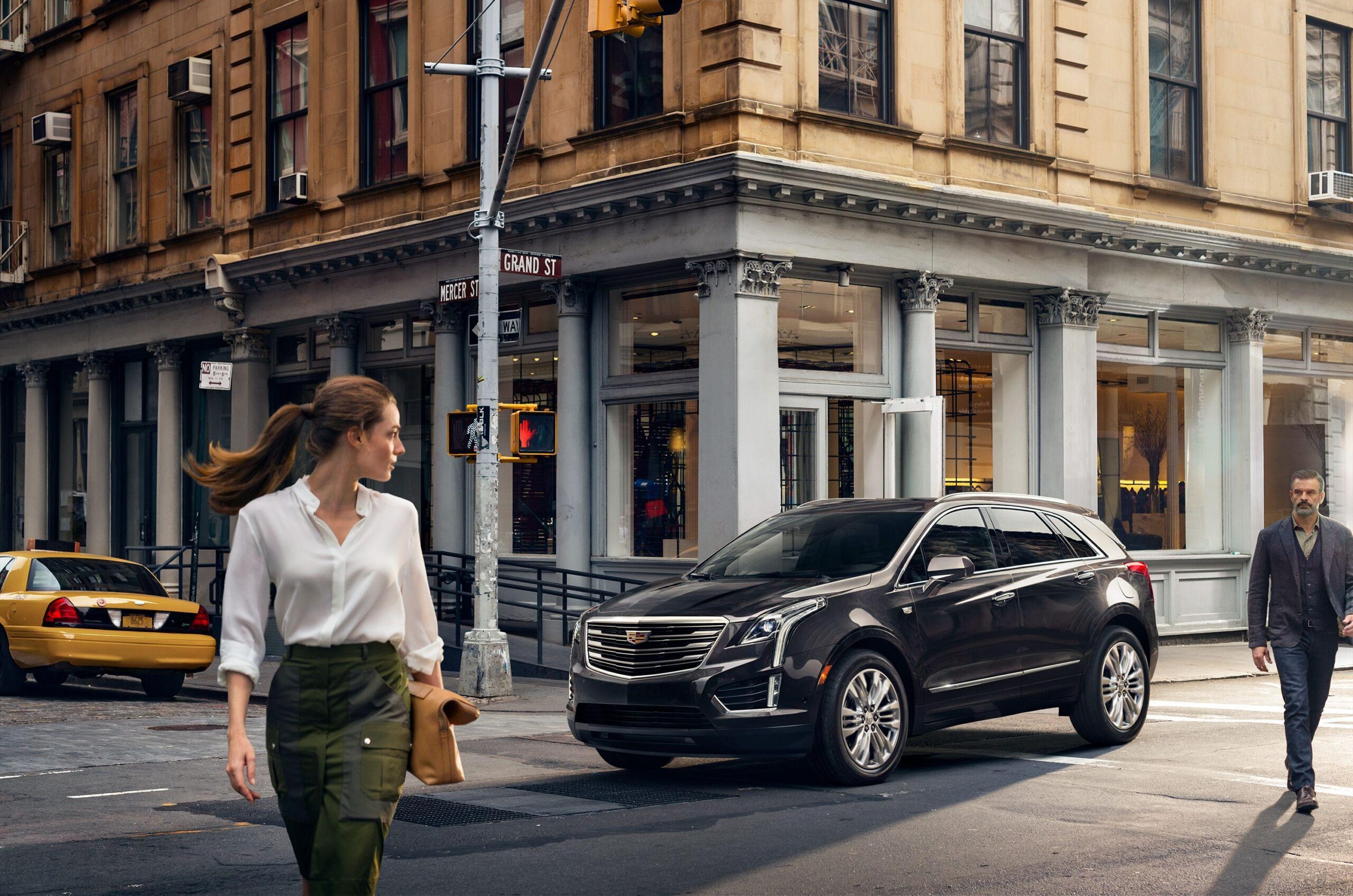 Wallpapers Cadillac XT5 Street Cities Cars Girls download photo