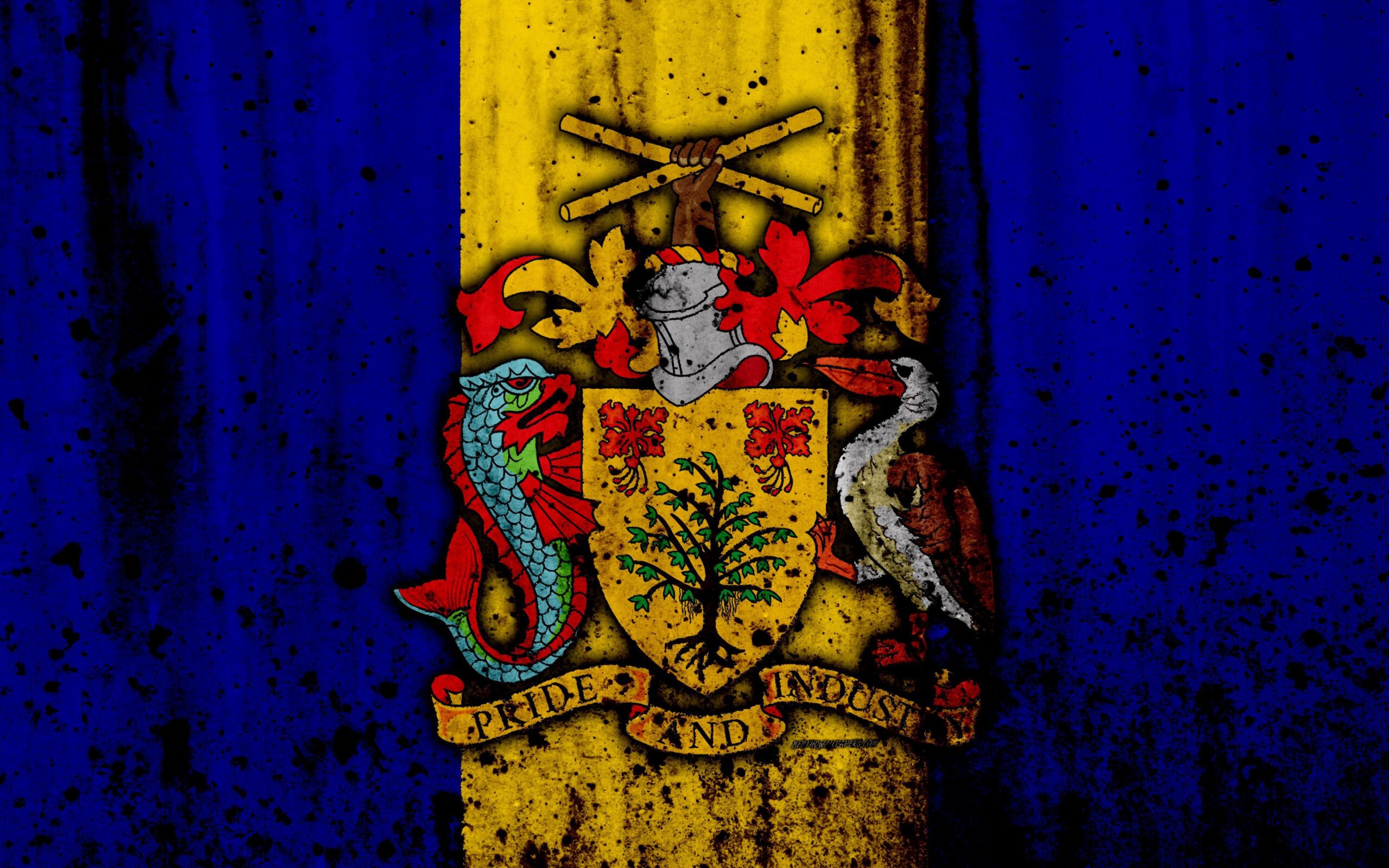 Download wallpapers Barbados flag, 4k, grunge, flag of Barbados