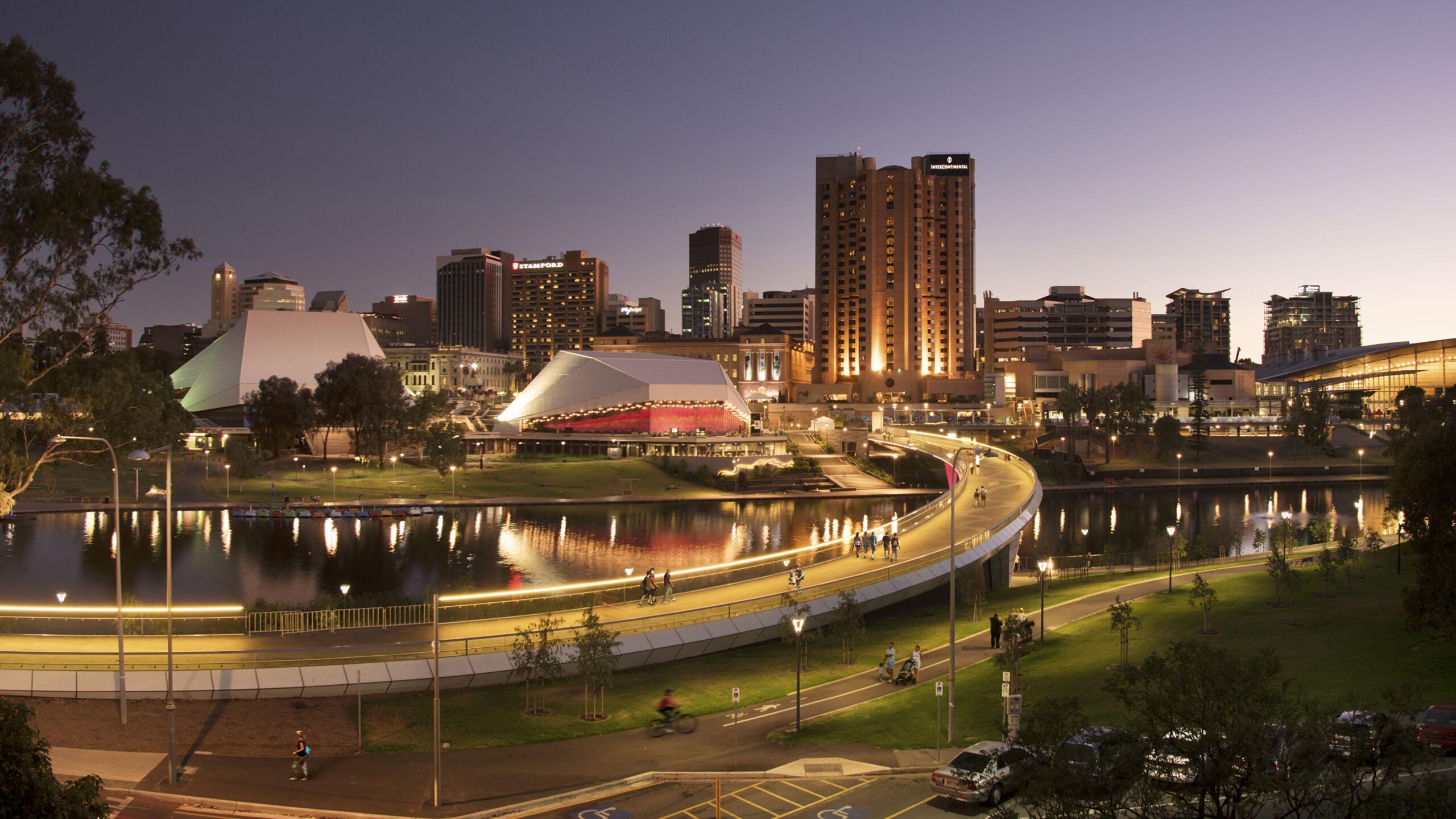 Pictures Australia Adelaide Bridges Rivers Evening Cities