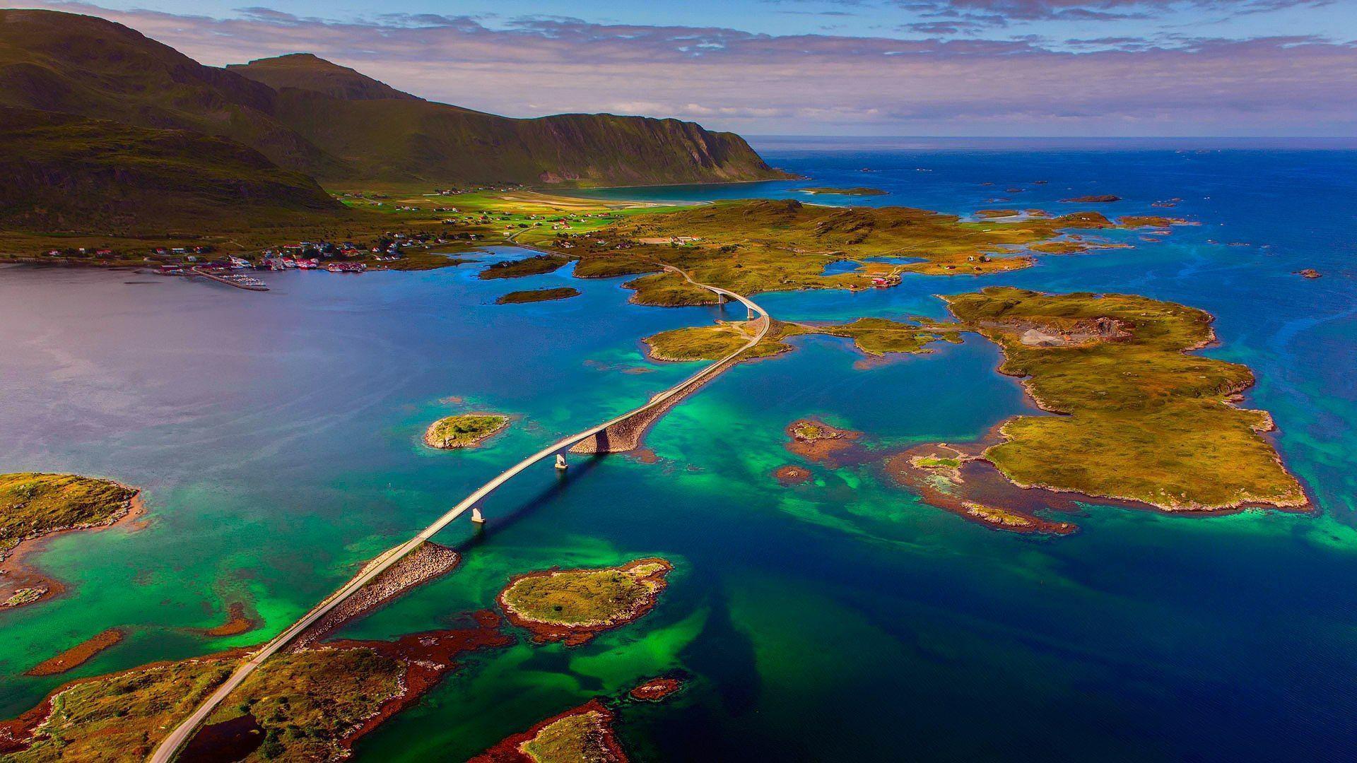 A bridge in the Lofoten Islands, Norway wallpapers and image