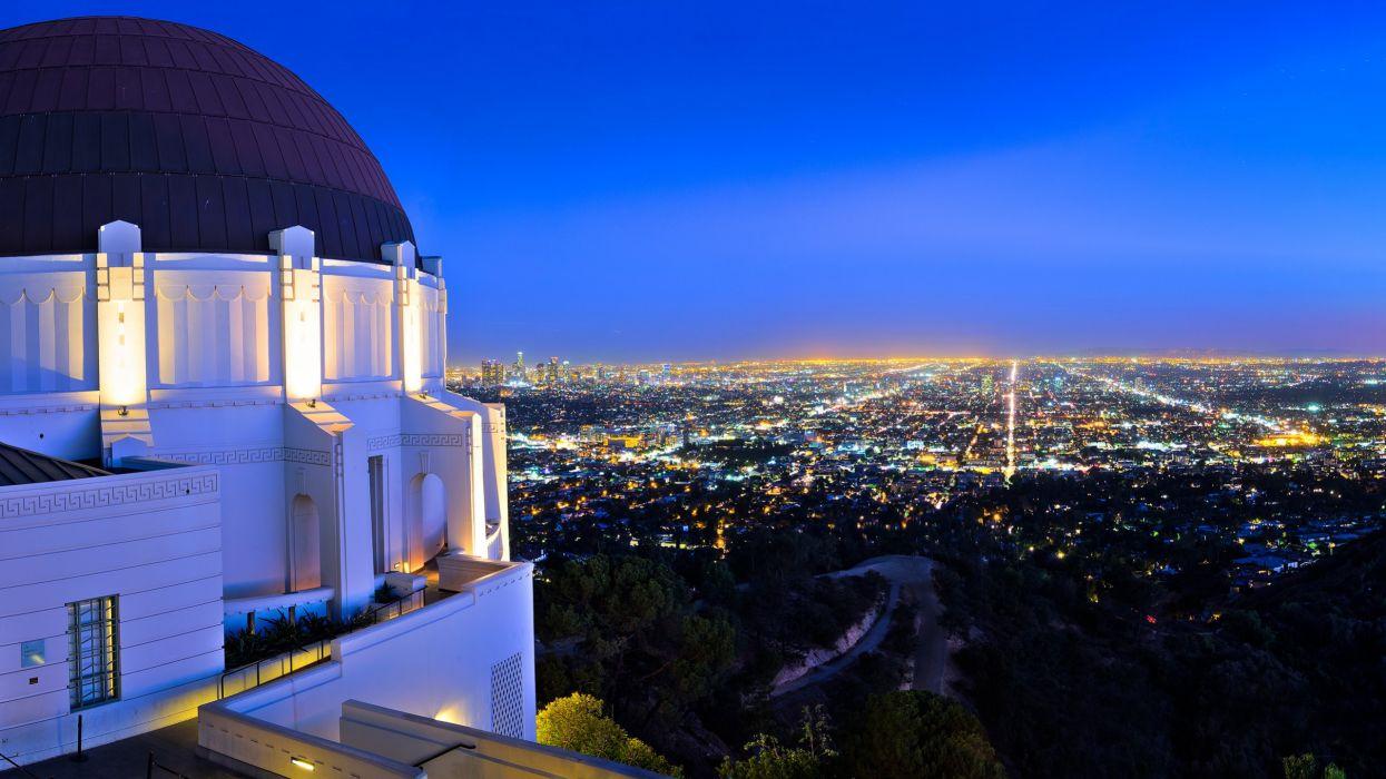 Los Angeles Buildings Skyscrapers Griffith Park Observatory Night