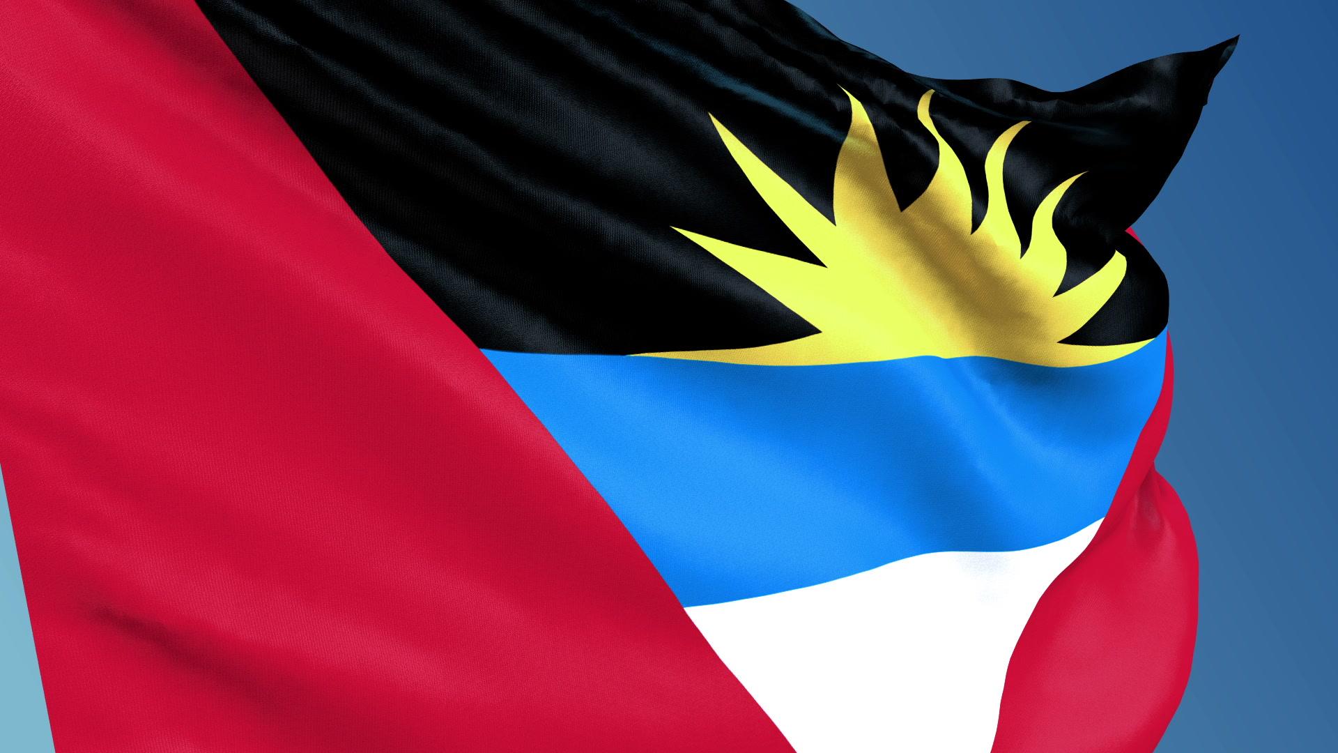 Antigua and Barbuda flag waving. 3d render seamless loop ~ Hi Res