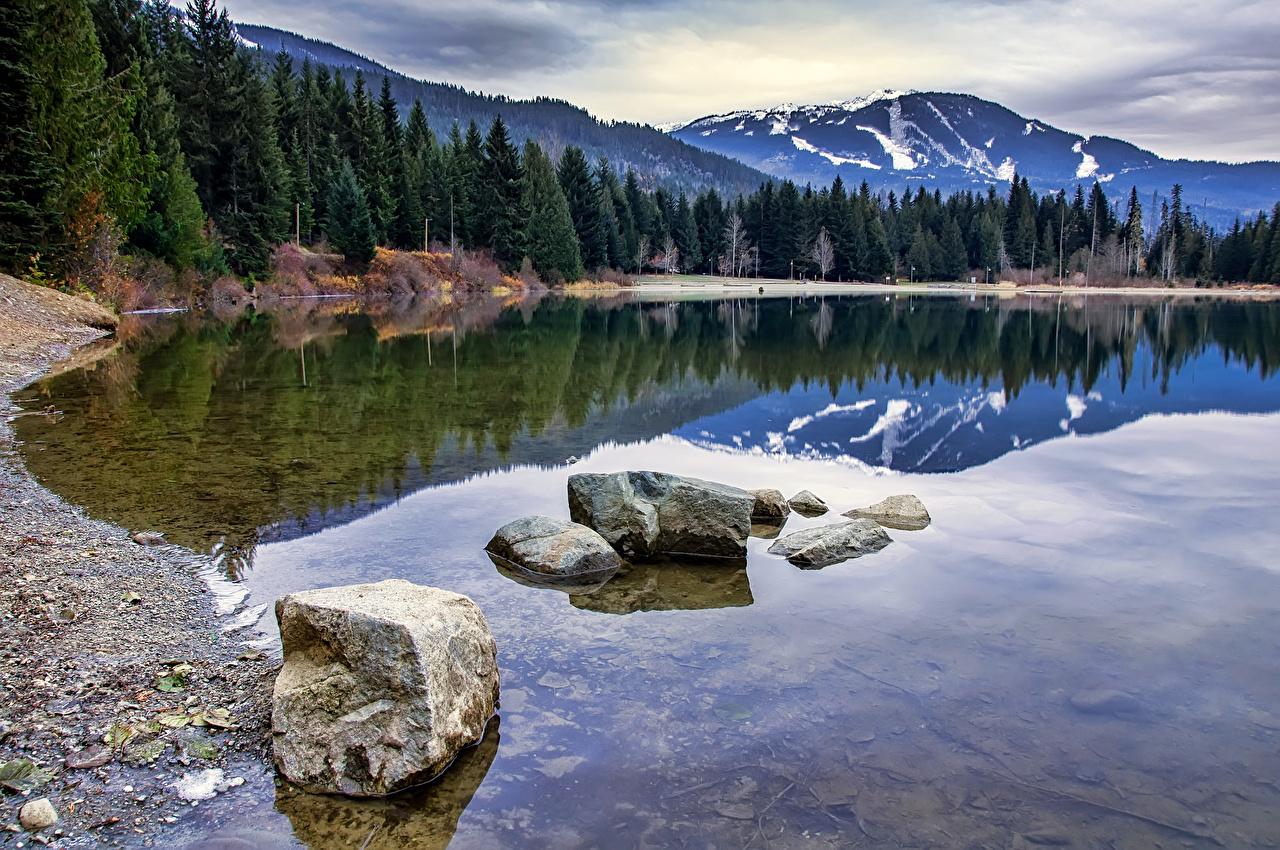 Image Canada Lake Whistler Nature Mountains Forests Landscape