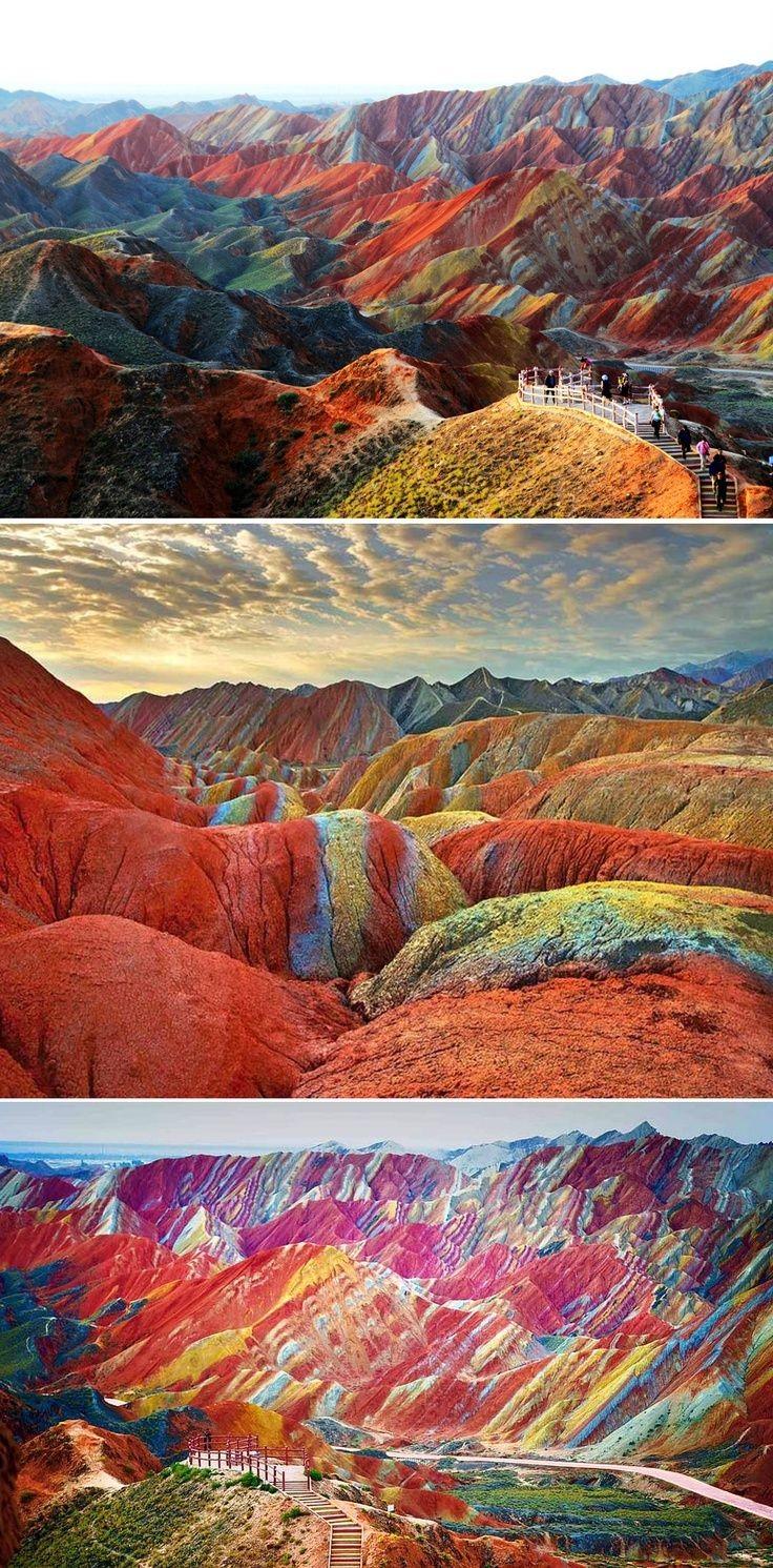 Mountains Park Danxia Nature China Landform Colorful Geological