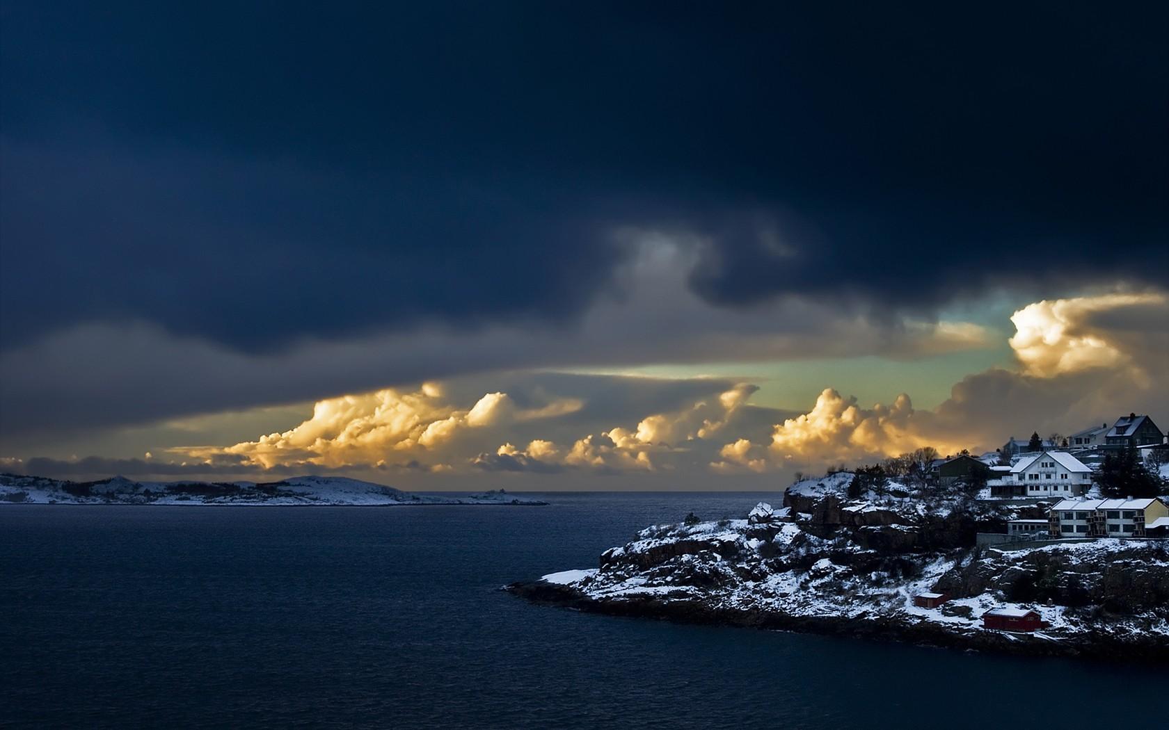 Ocean Sea: Coast Winter Norwegian Bergen Line Ocean Waves Wallpapers