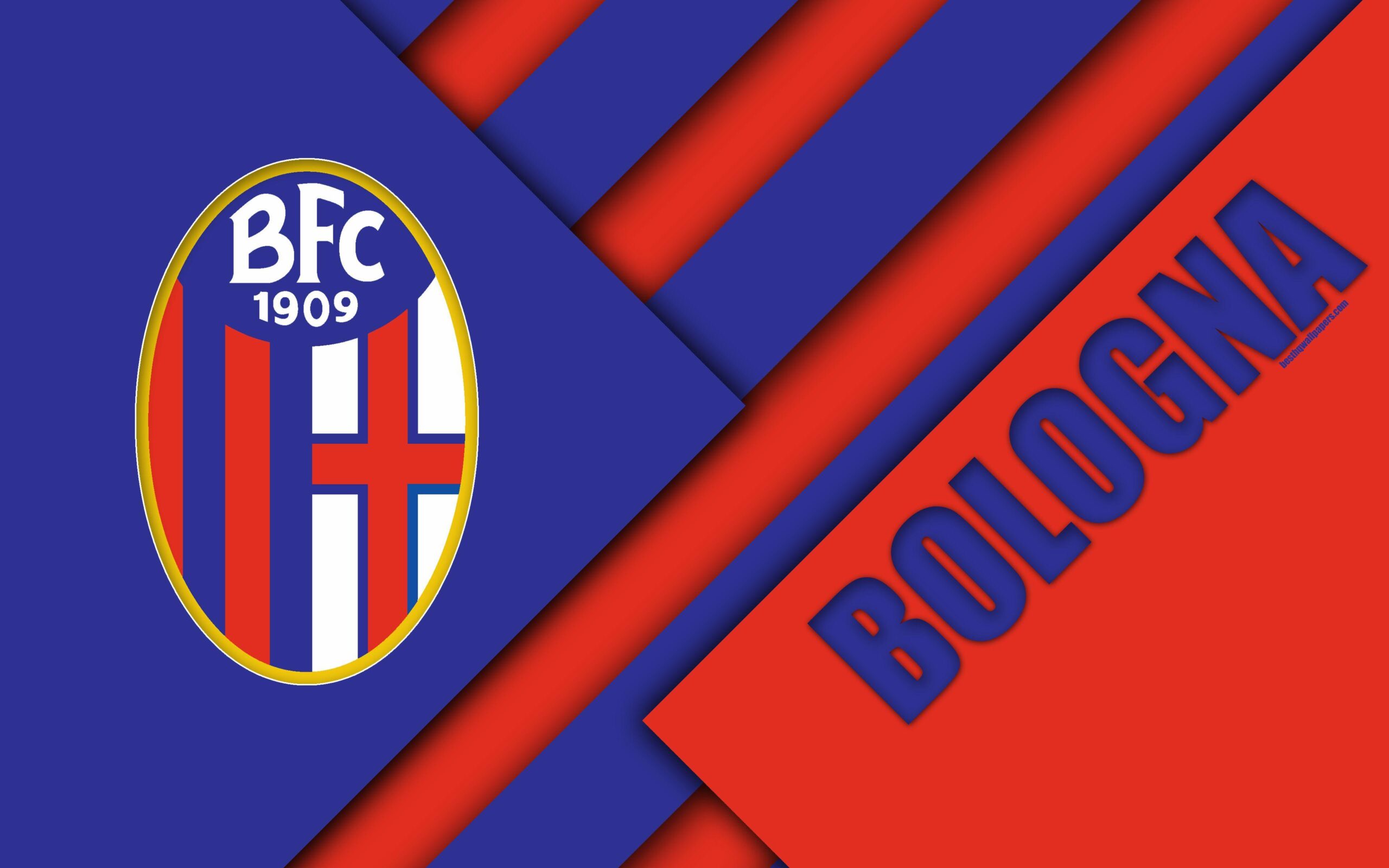 Download wallpapers Bologna FC, logo, 4k, material design, football